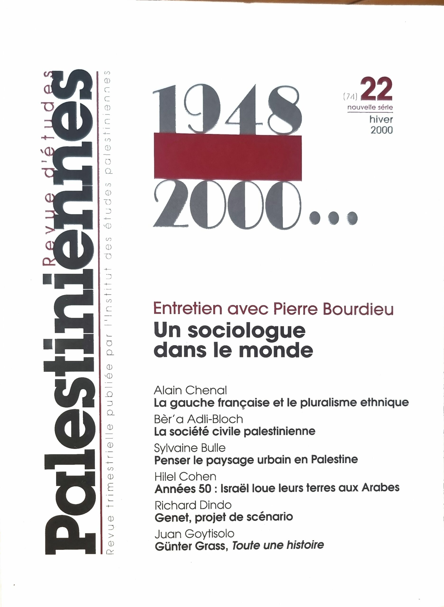Revue d&rsquo;études Palestiniennes – 1948-2000… (Numéro 22, nouvelle série)