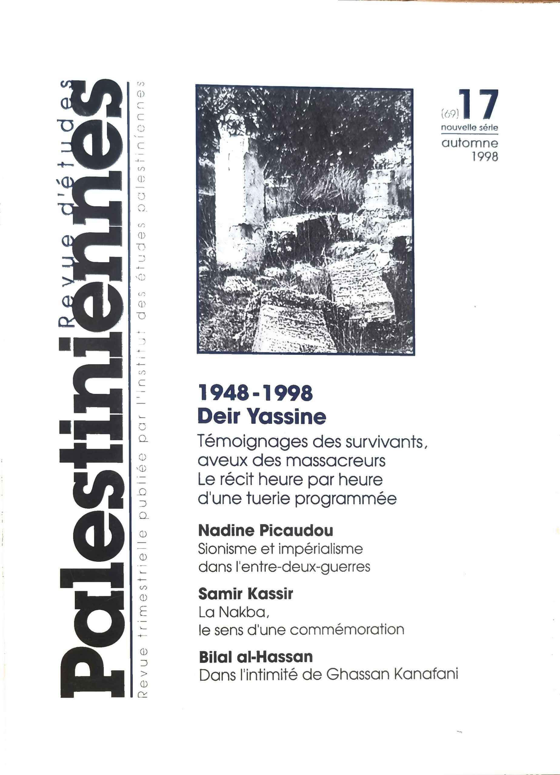 Revue d&rsquo;études Palestiniennes, Numéro 17 (1948-1998 Deir Yassine)
