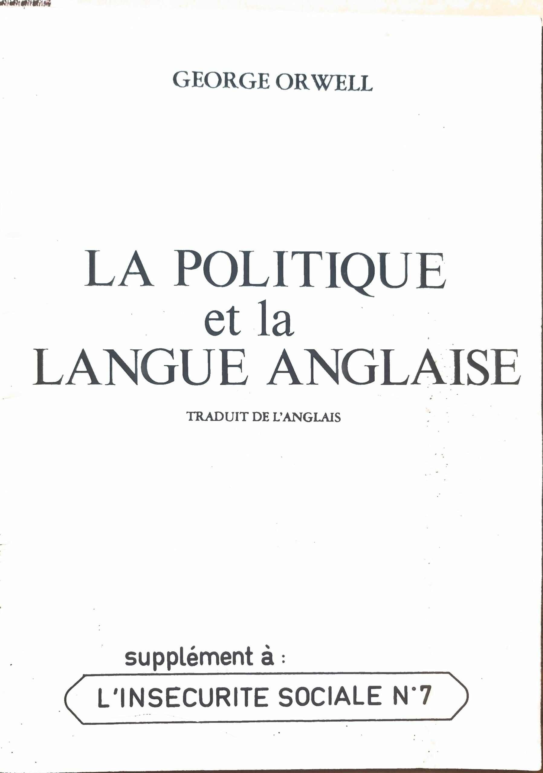 LA POLITIQUE et la LANGUE ANGLAISE