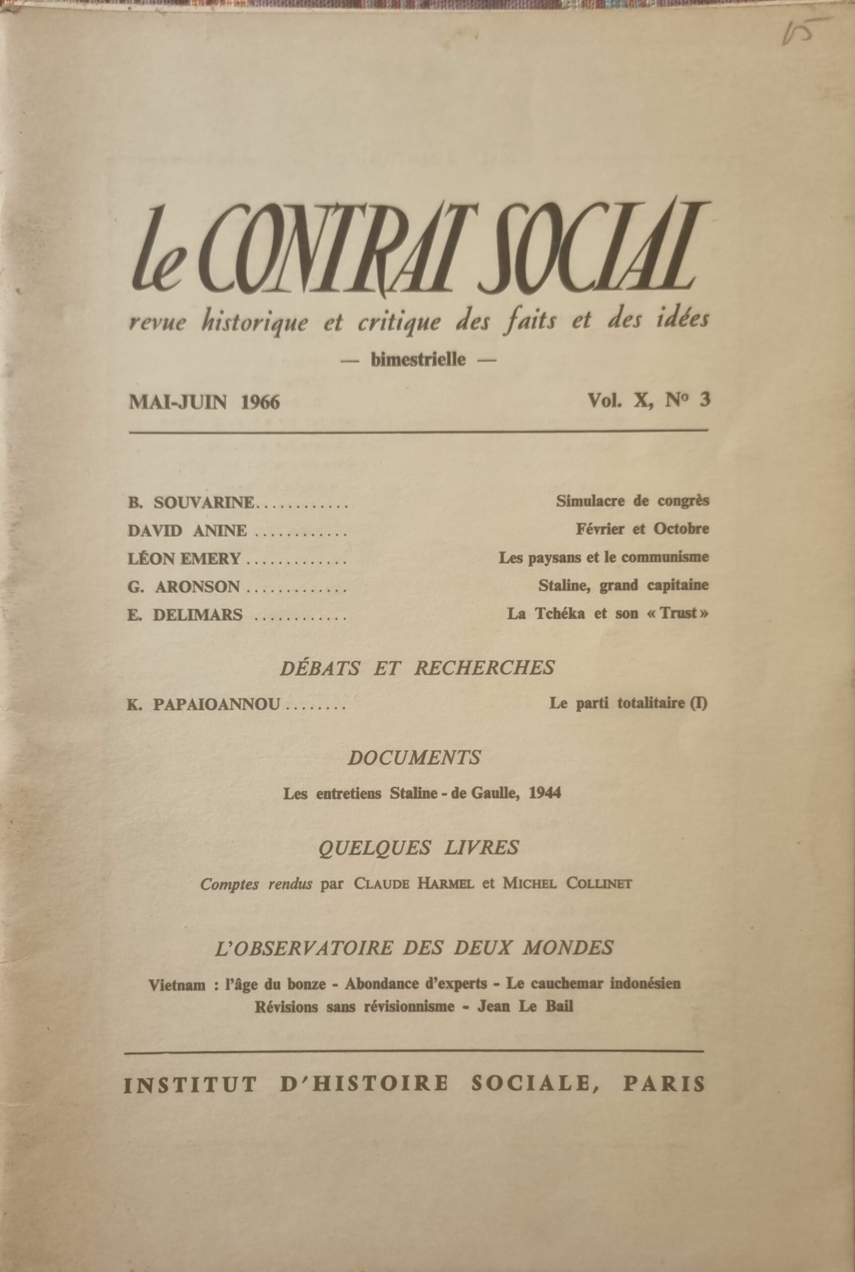Le Contrat Social : revue historique et critique des faits et des idées