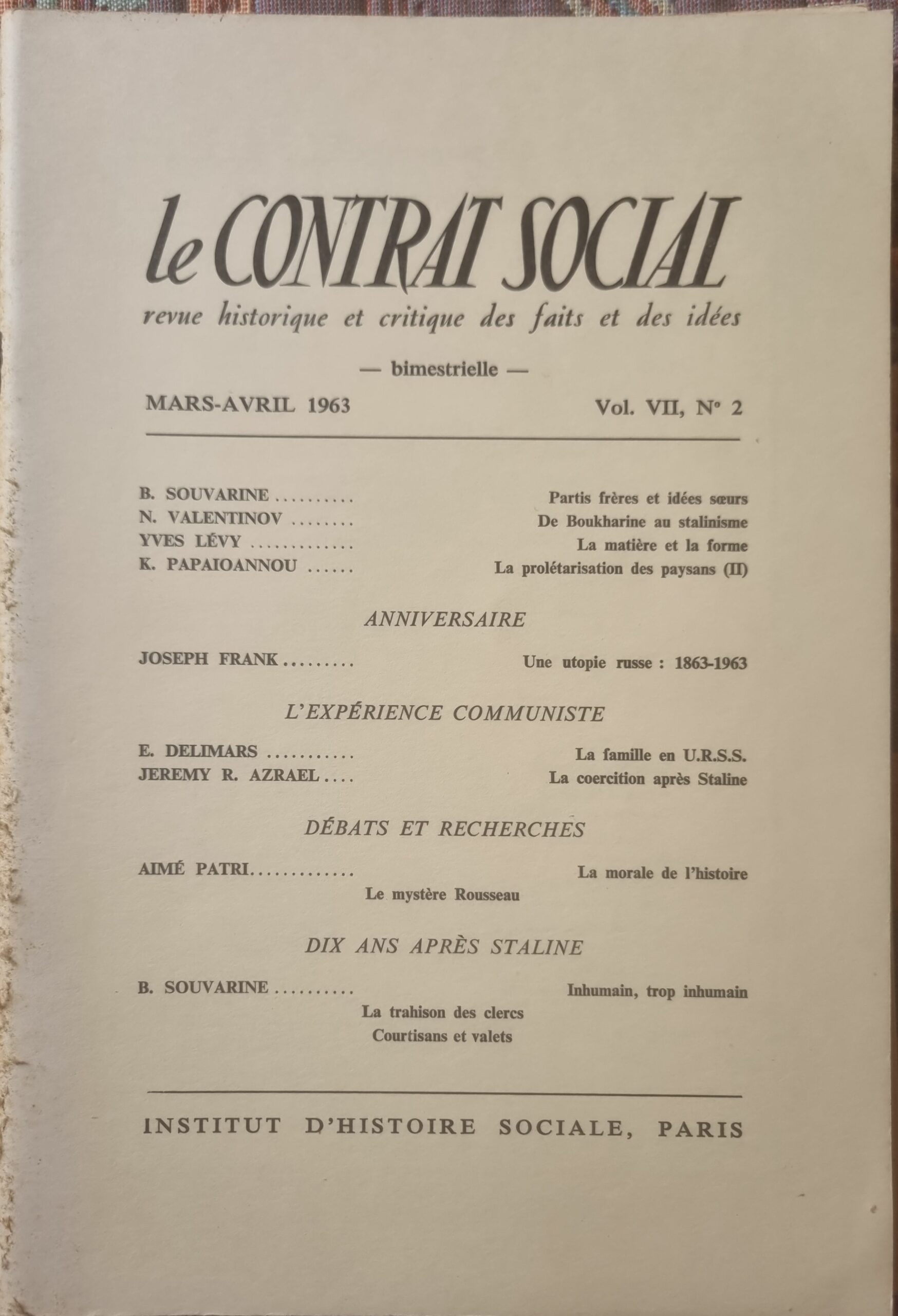Le CONTRAT SOCIAL