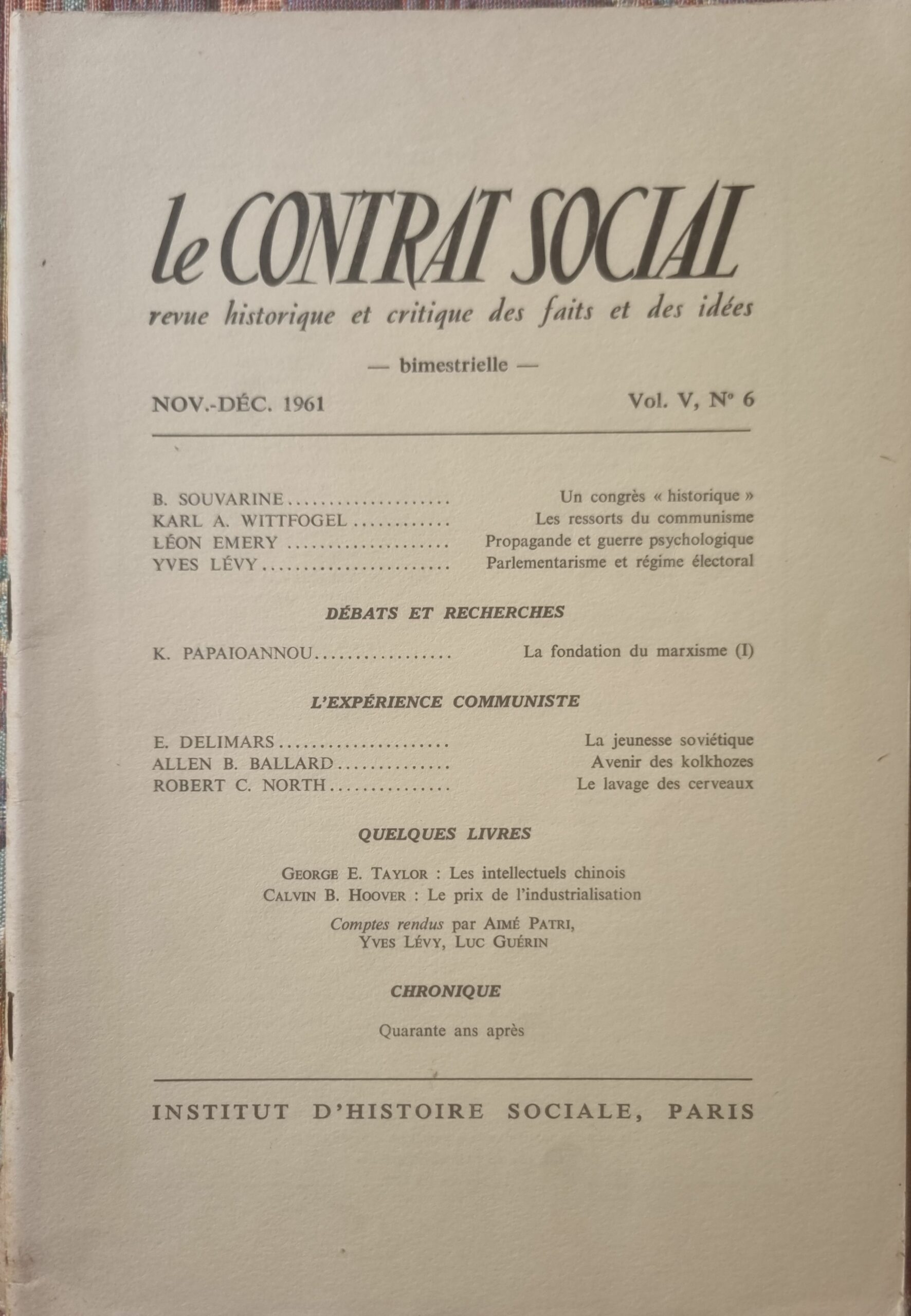 Le Contrat Social : revue historique et critique des faits et des idées