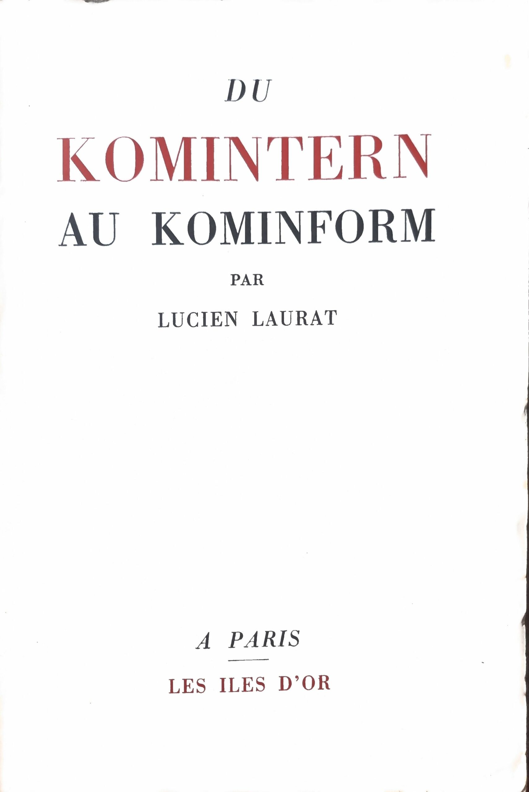 Du Komintern au Kominform