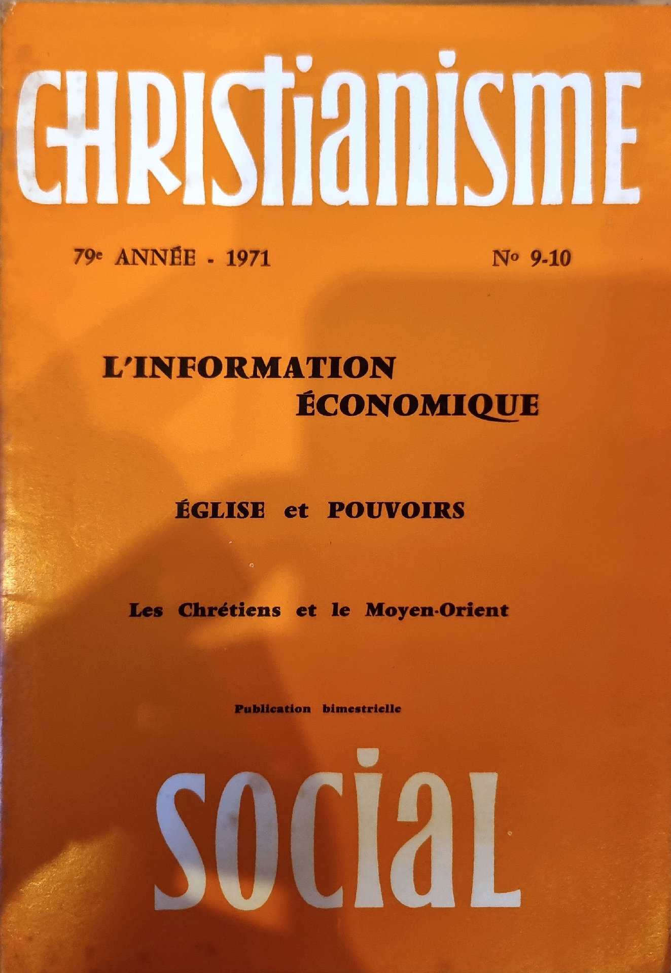 Christianisme Social, 79e Année, No 9-10