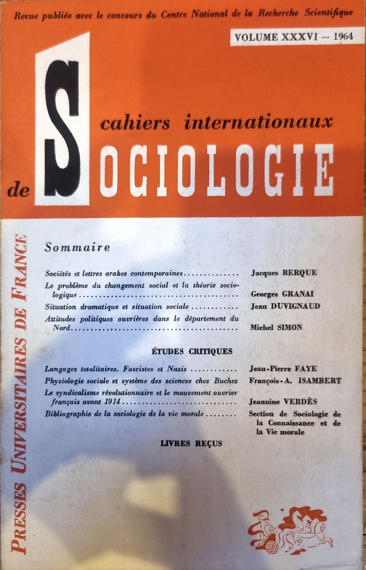 Cahiers internationaux de Sociologie, Volume XXXVI