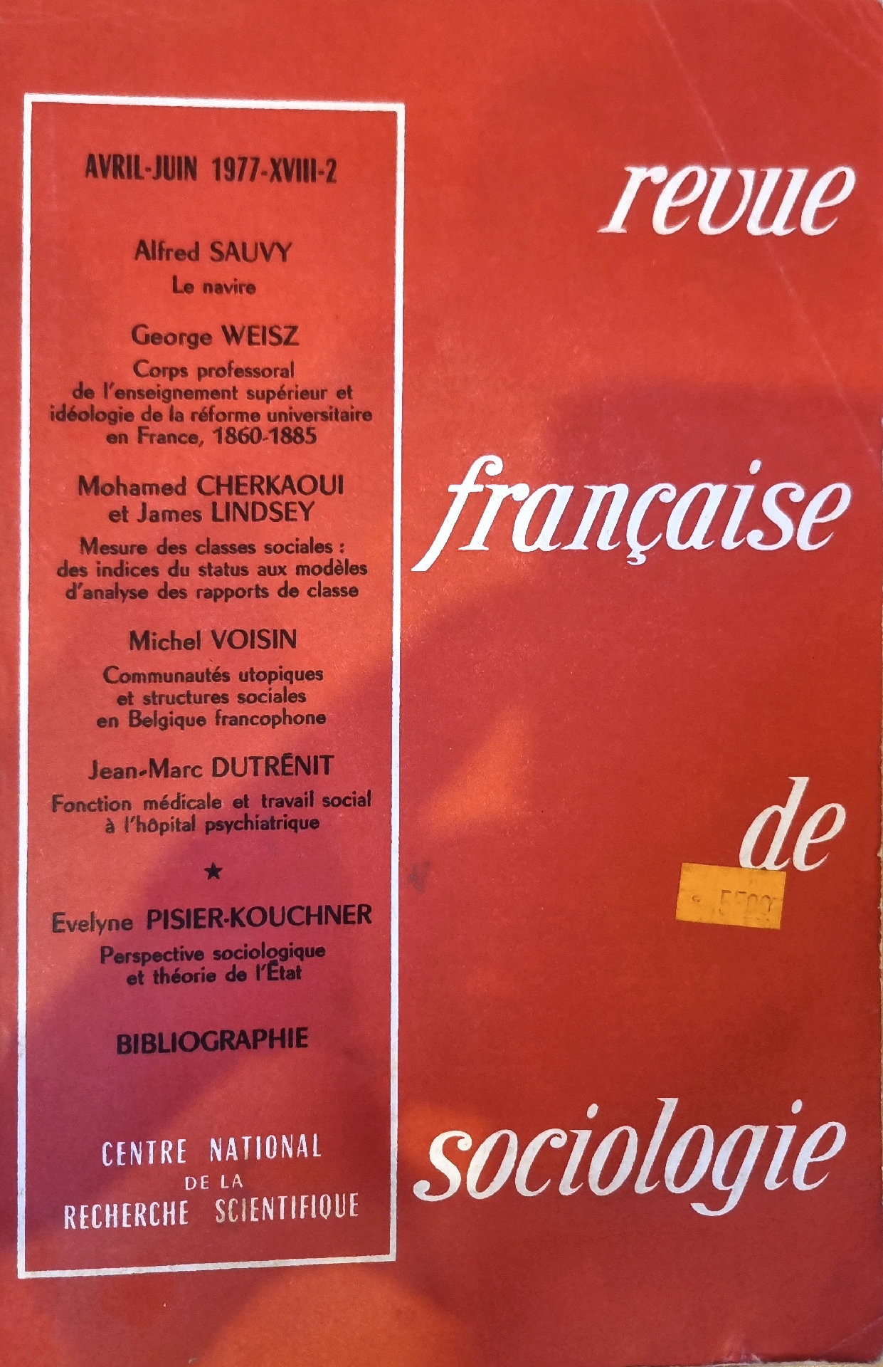 Revue française de sociologie – Vol. XVIII, n° 2, Avril-Juin 1977