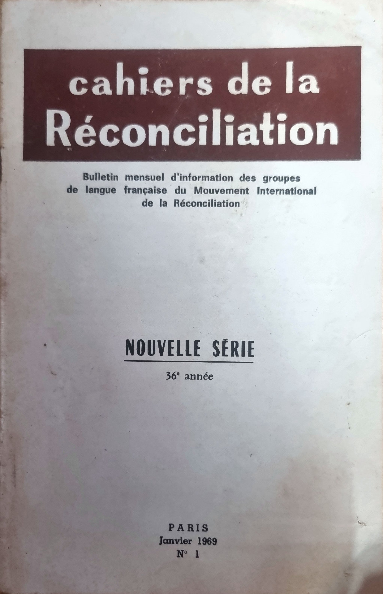 cahiers de la Réconciliation