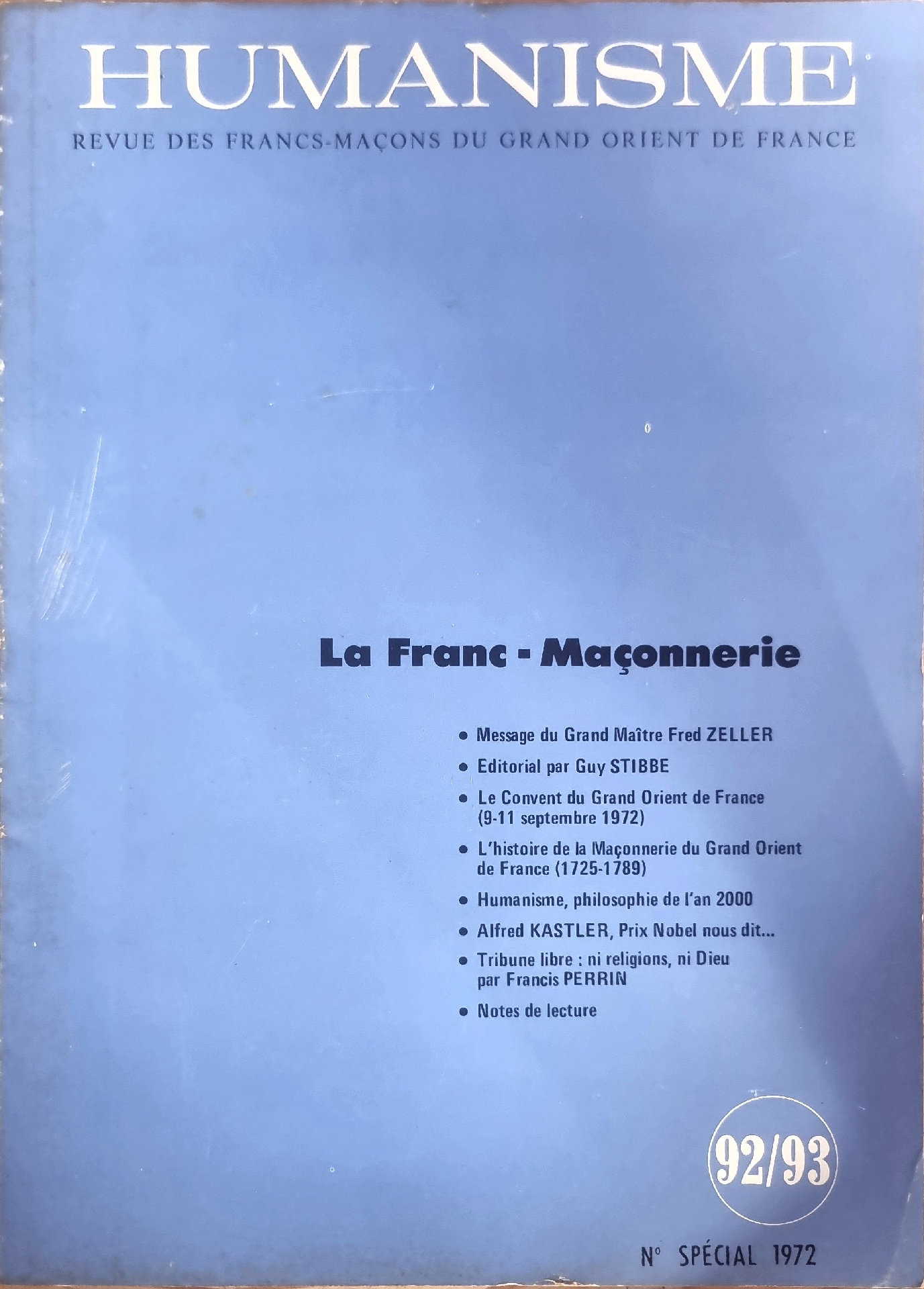 Humanisme – La Franc-Maçonnerie (N° Spécial 1972)