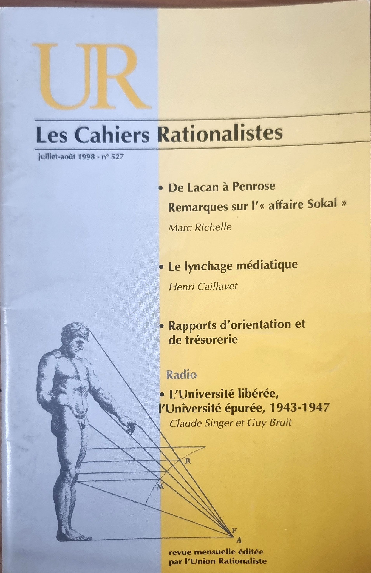 UR Les Cahiers Rationalistes : juillet-août 1998, n° 527