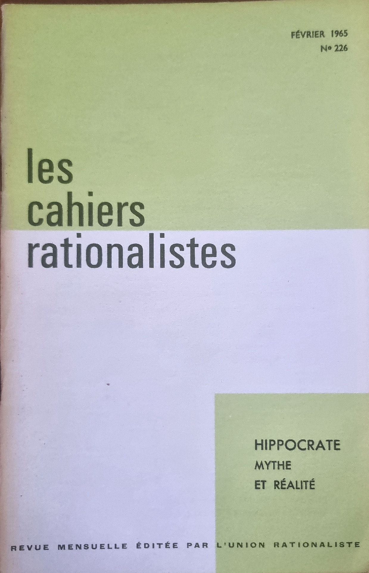Les Cahiers Rationalistes – Hippocrate : Mythe et Réalité
