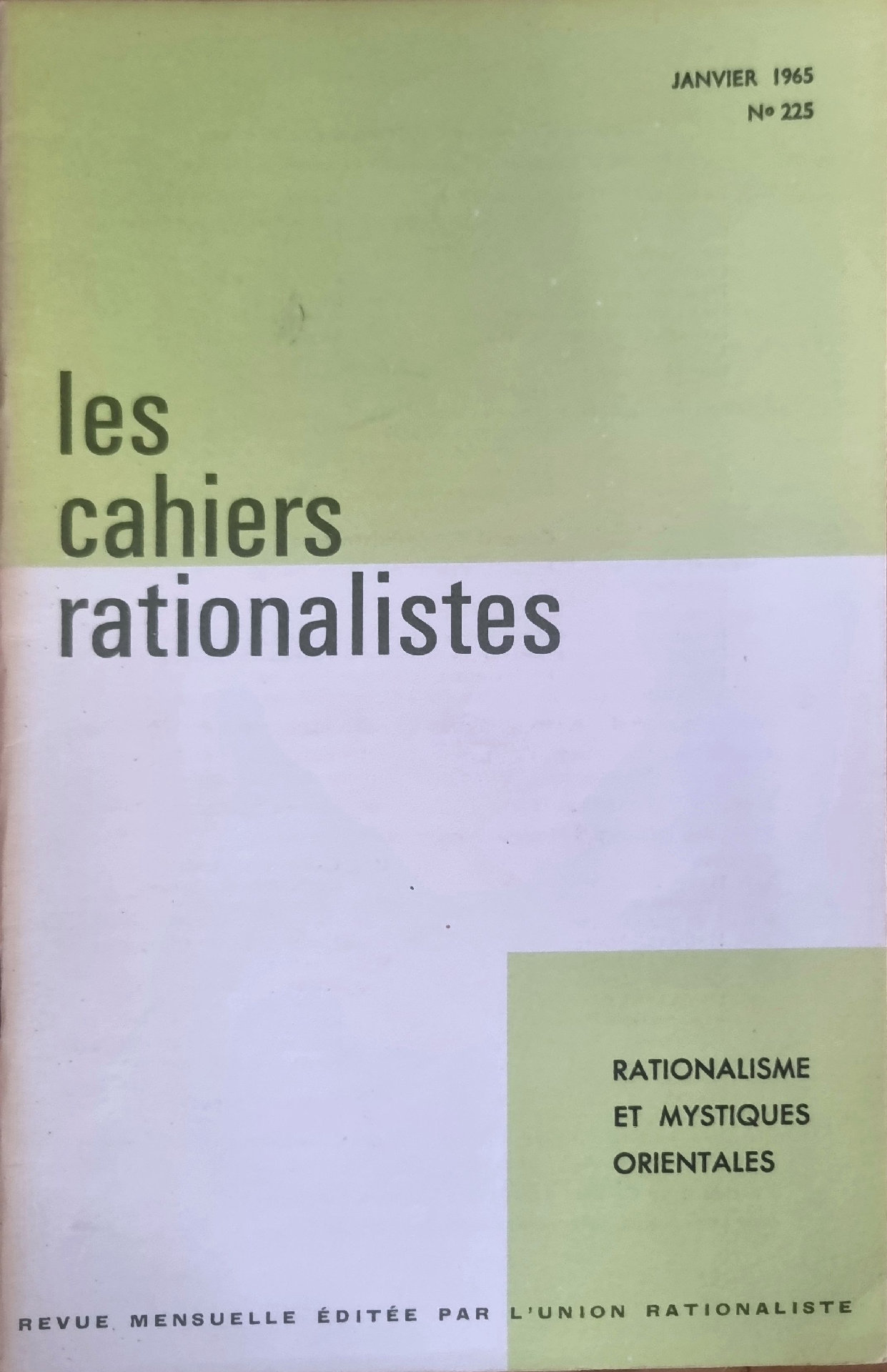 Les Cahiers Rationalistes – Rationalisme et Mystiques Orientales