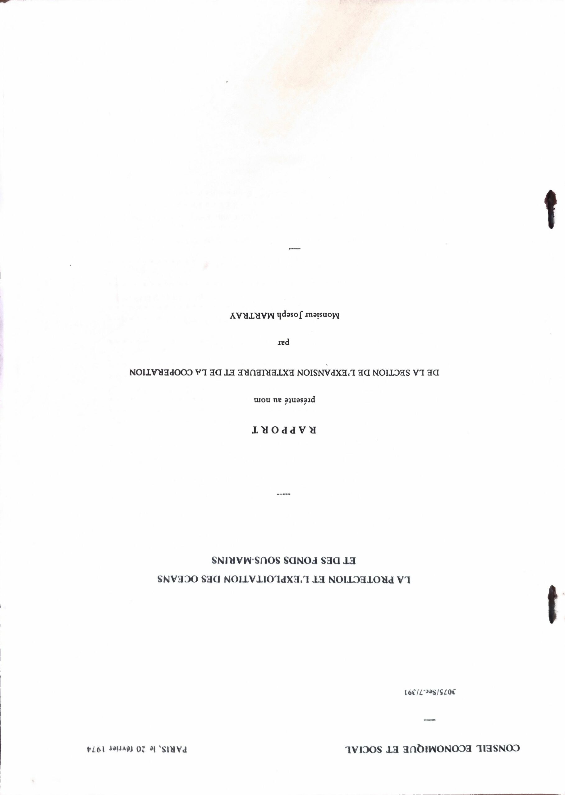 Rapport sur la protection et l&rsquo;exploitation des océans et des fonds sous-marins