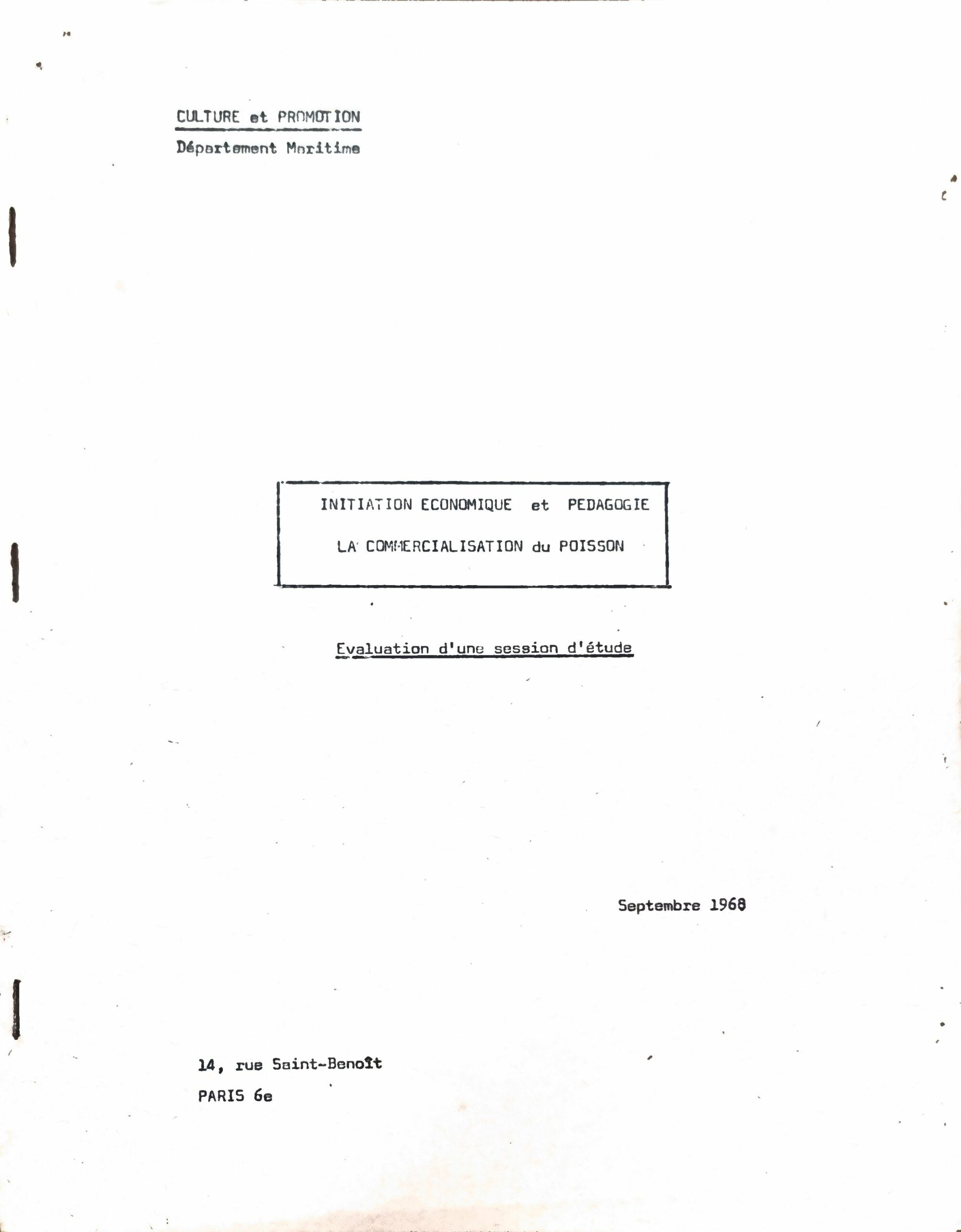 Initiation Économique et Pédagogie : La Commercialisation du Poisson – Évaluation d&rsquo;une session d&rsquo;étude