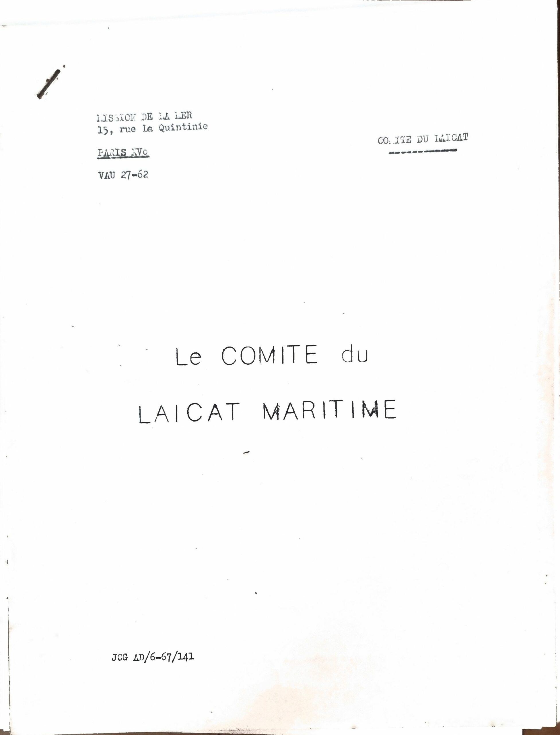 Le COMITE du LAICAT MARITIME