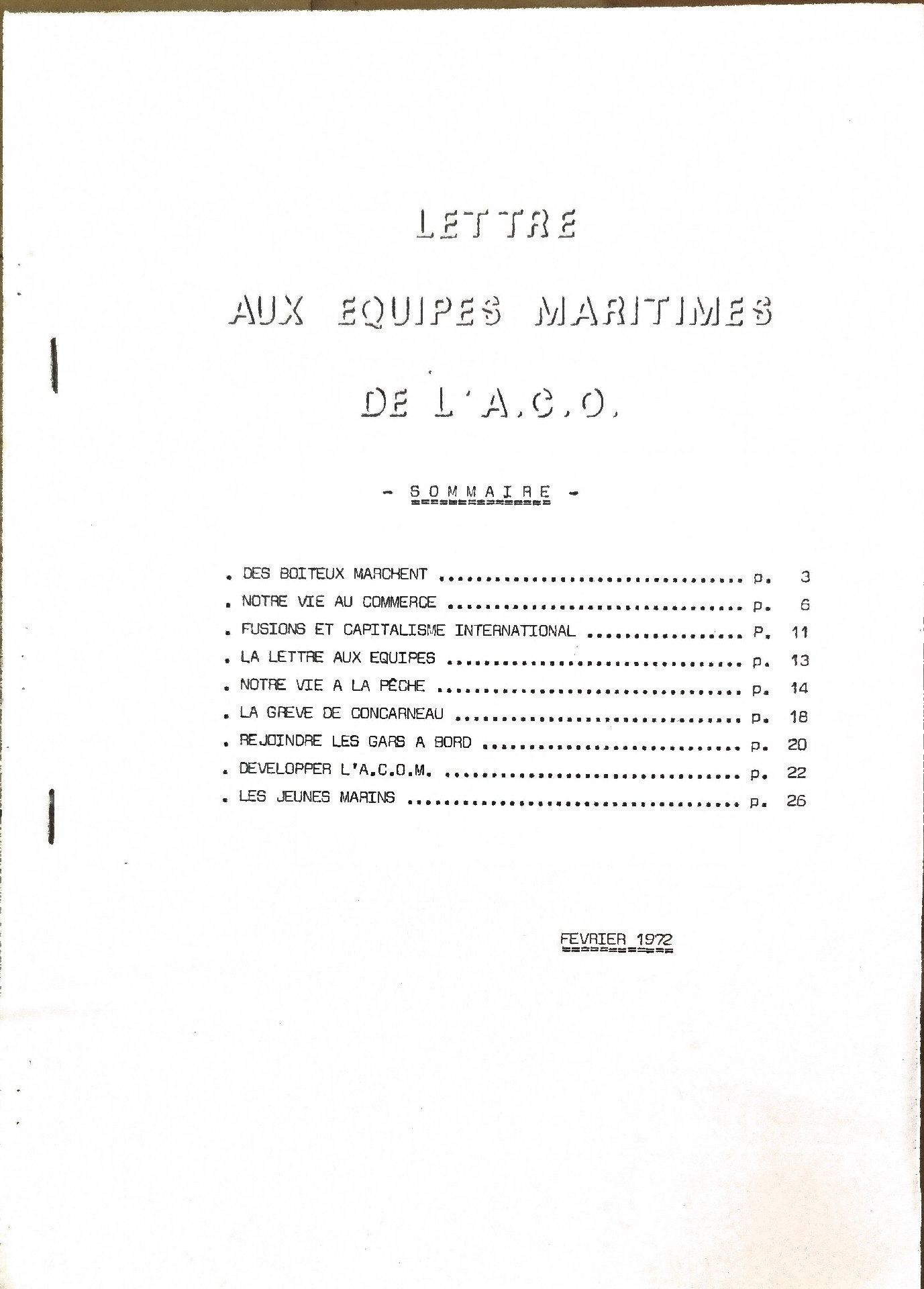 LETTRE AUX EQUIPES MARITIMES DE L&rsquo;A.C.O.