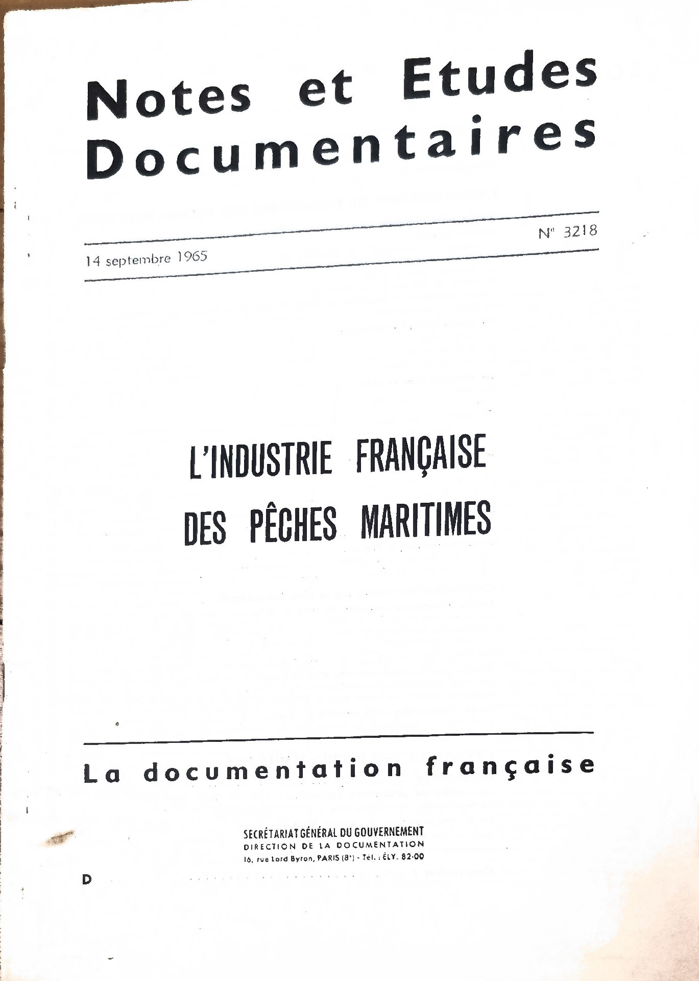L&rsquo;INDUSTRIE FRANÇAISE DES PÊCHES MARITIMES