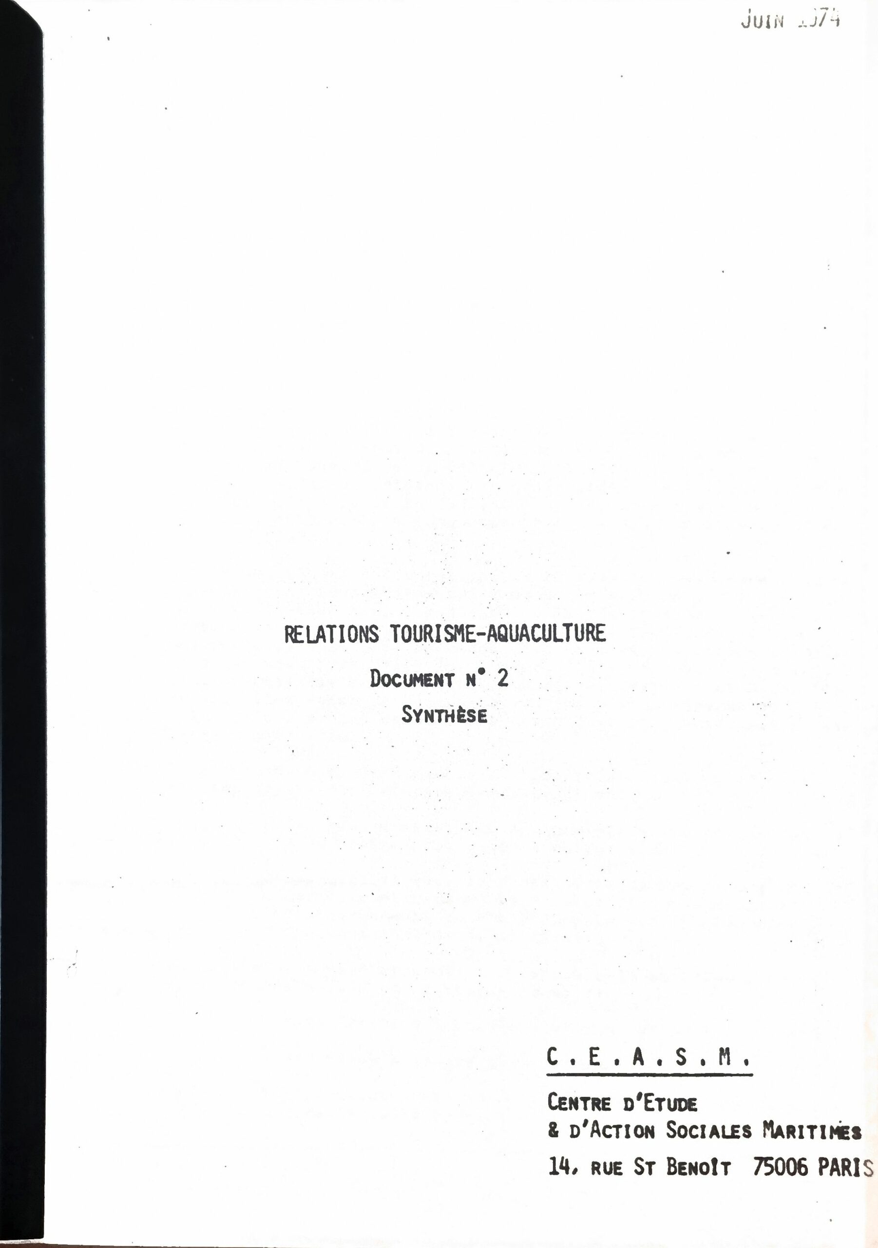 Relations Tourisme-Aquaculture : Synthèse