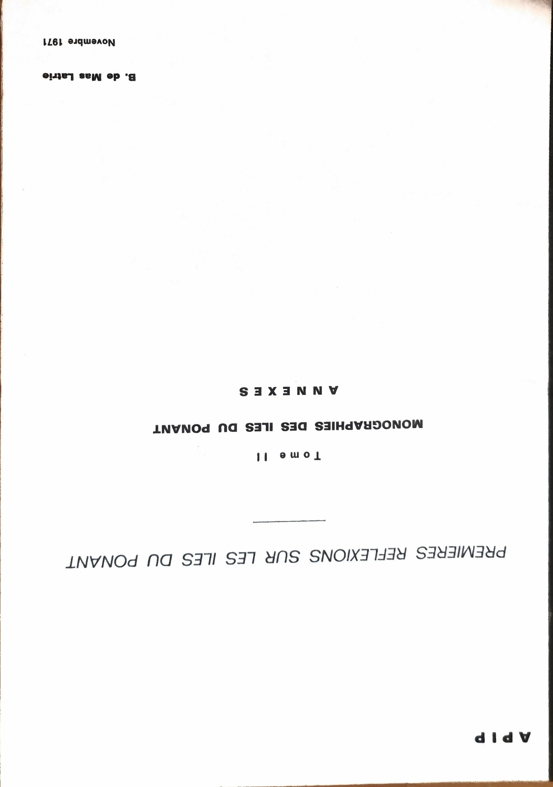 Premières réflexions sur les îles du Ponant – Monographies des îles du Ponant – Annexes – Tome II