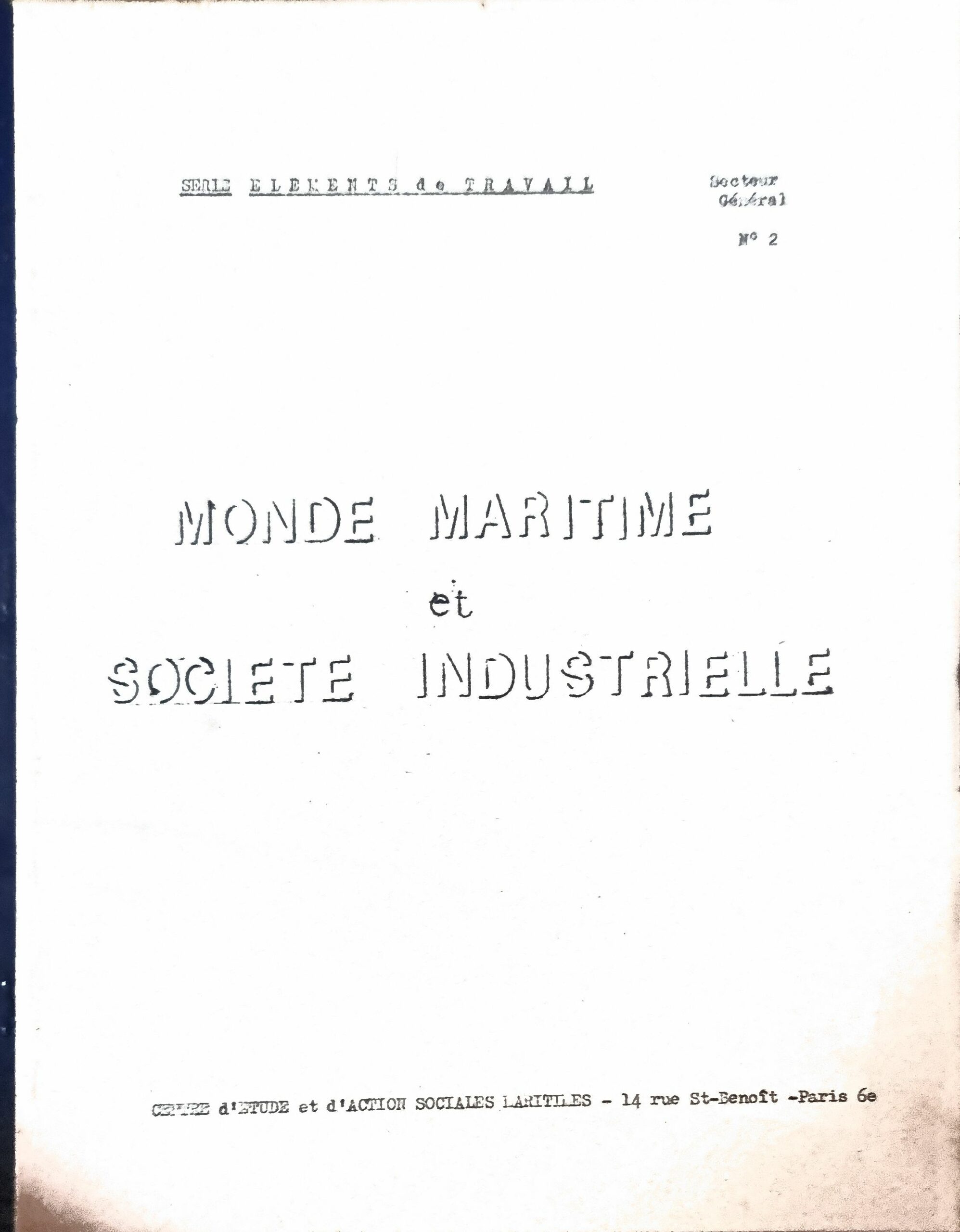 MONDE MARITIME et SOCIETE INDUSTRIELLE