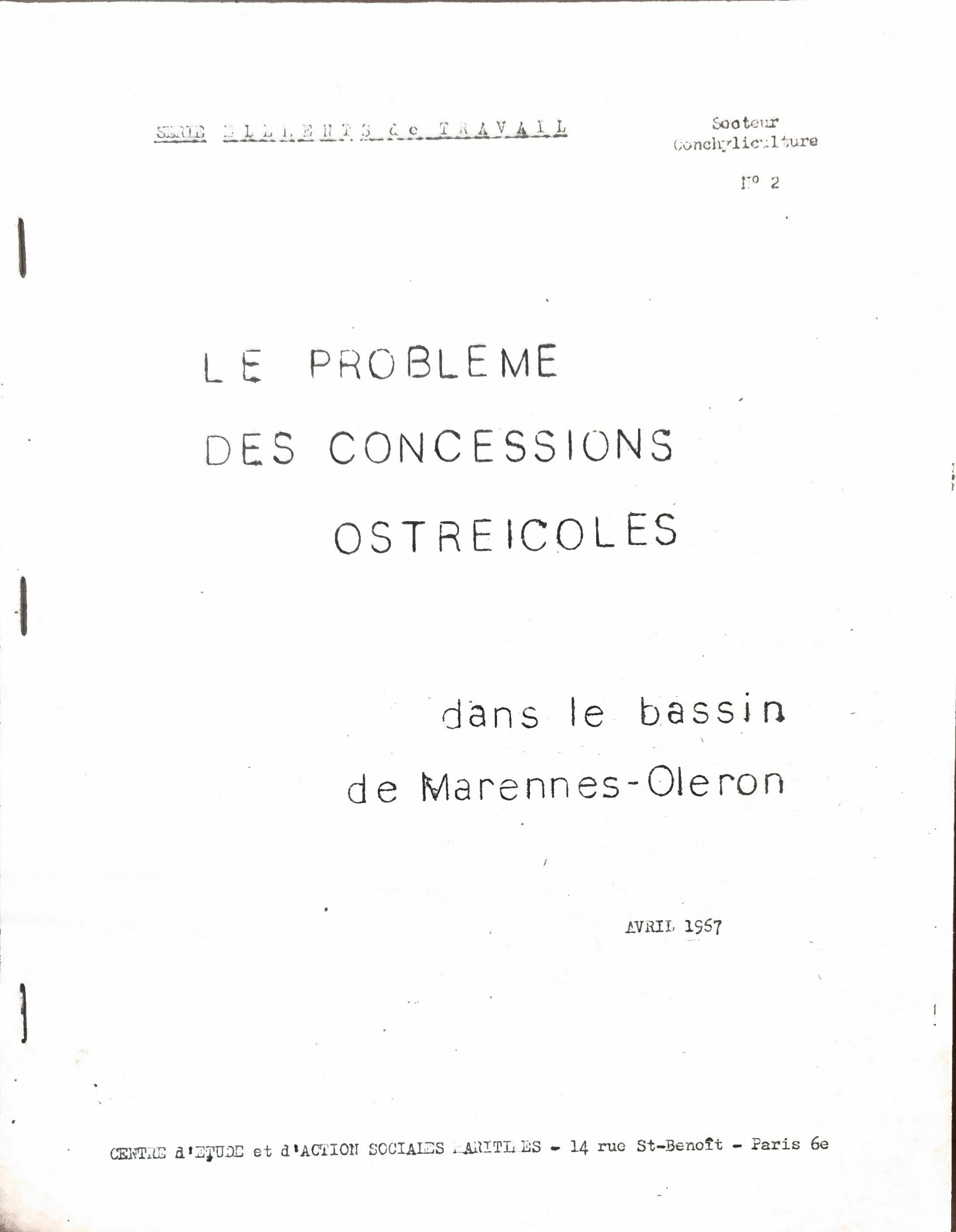 Le problème des concessions ostréicoles dans le bassin de Marennes-Oléron