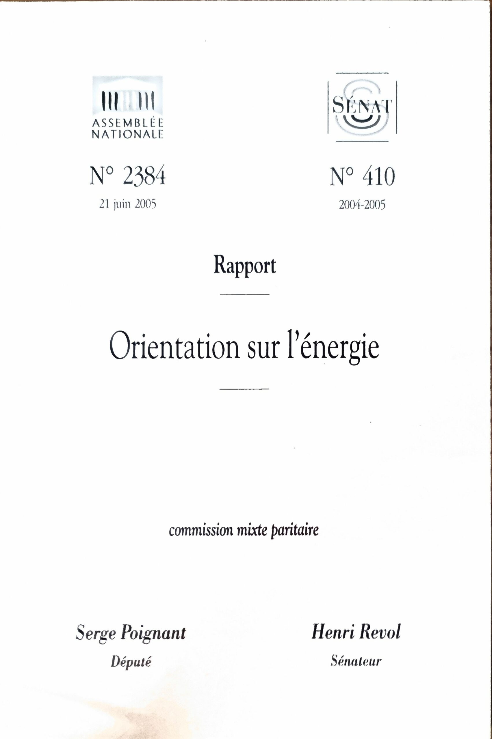 Rapport Orientation sur l&rsquo;énergie
