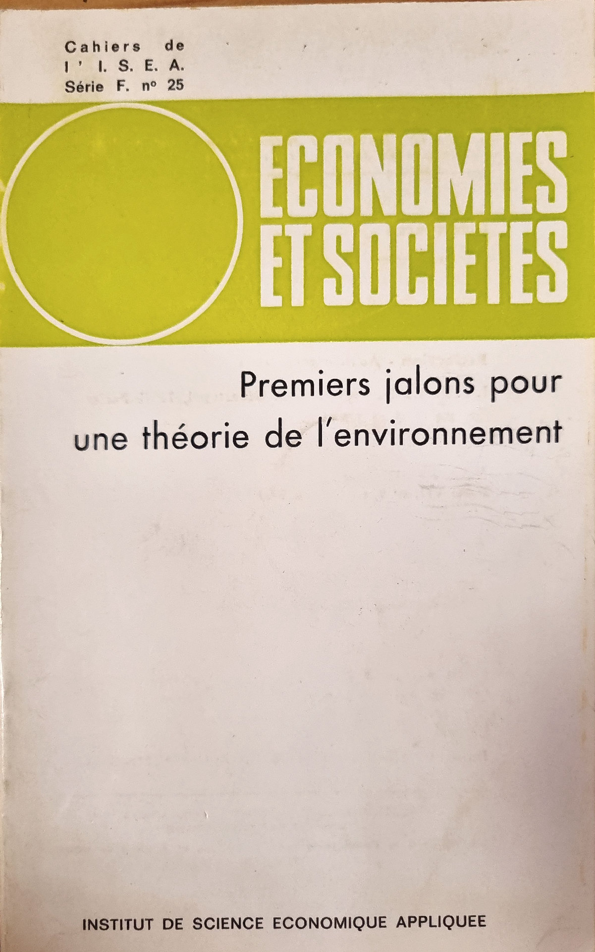 Premiers jalons pour une théorie de l&rsquo;environnement