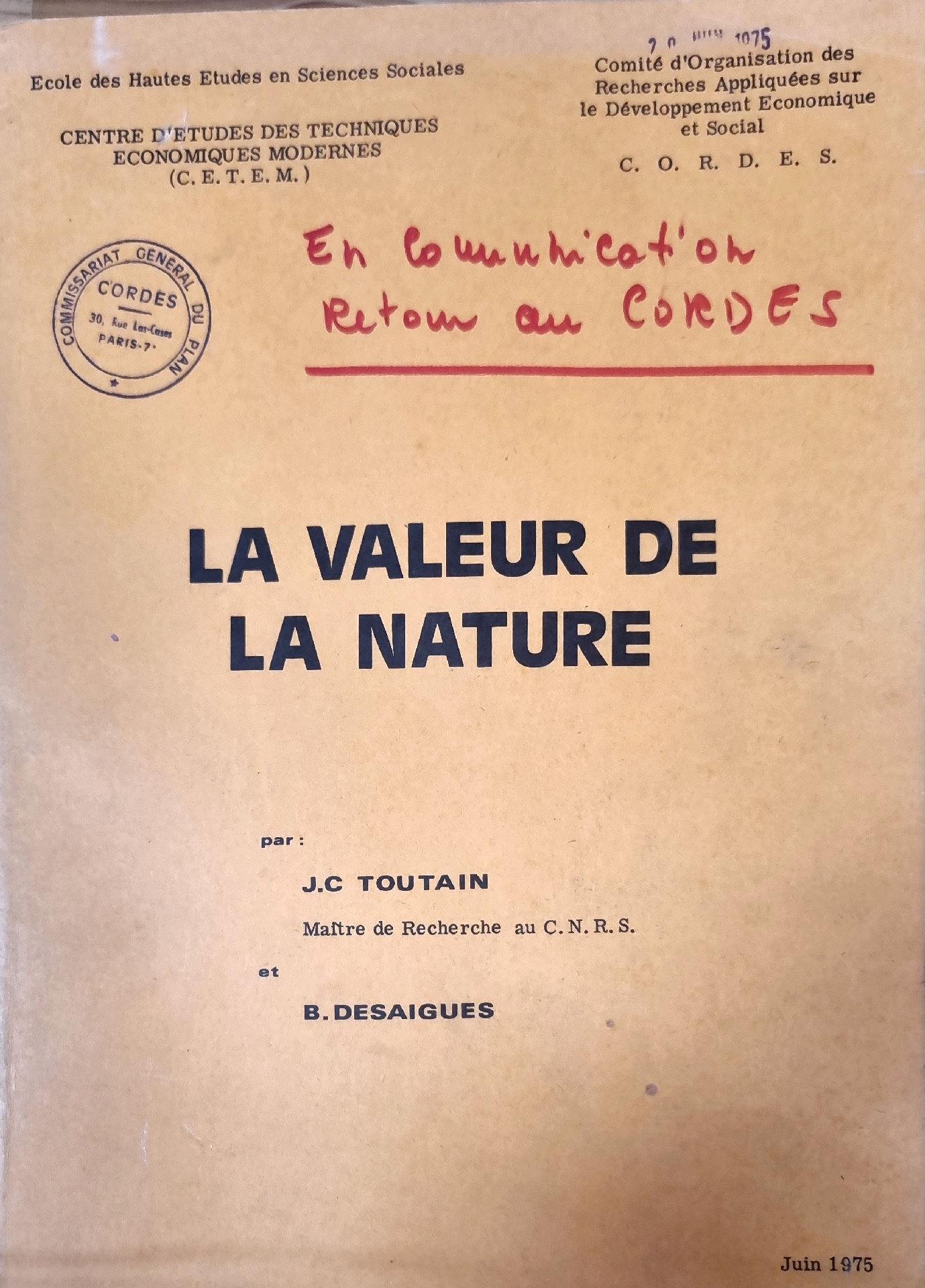 La Valeur de la Nature