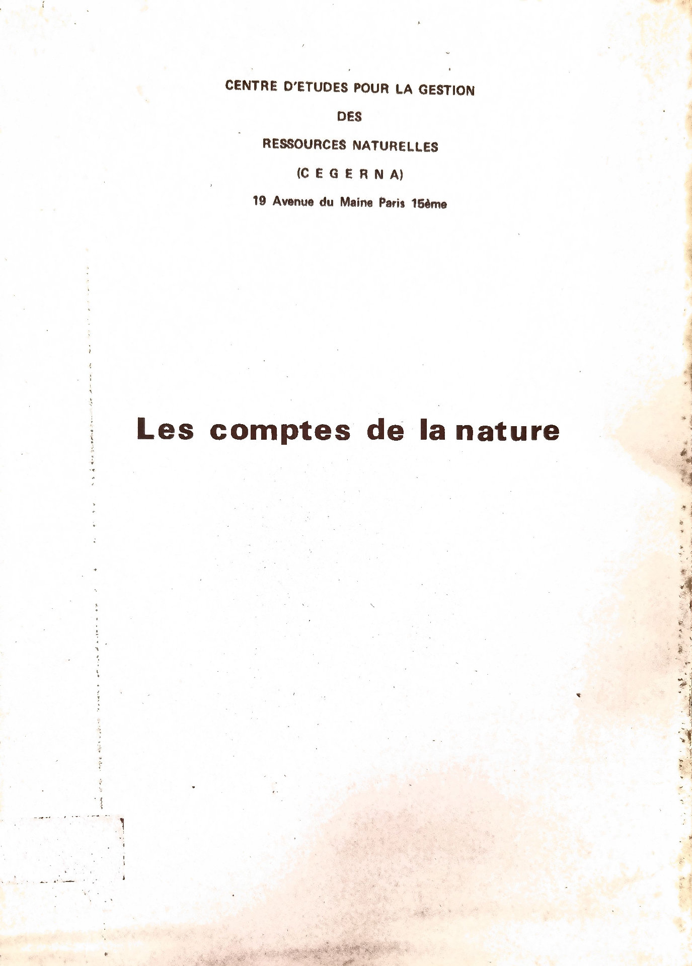 Les comptes de la nature