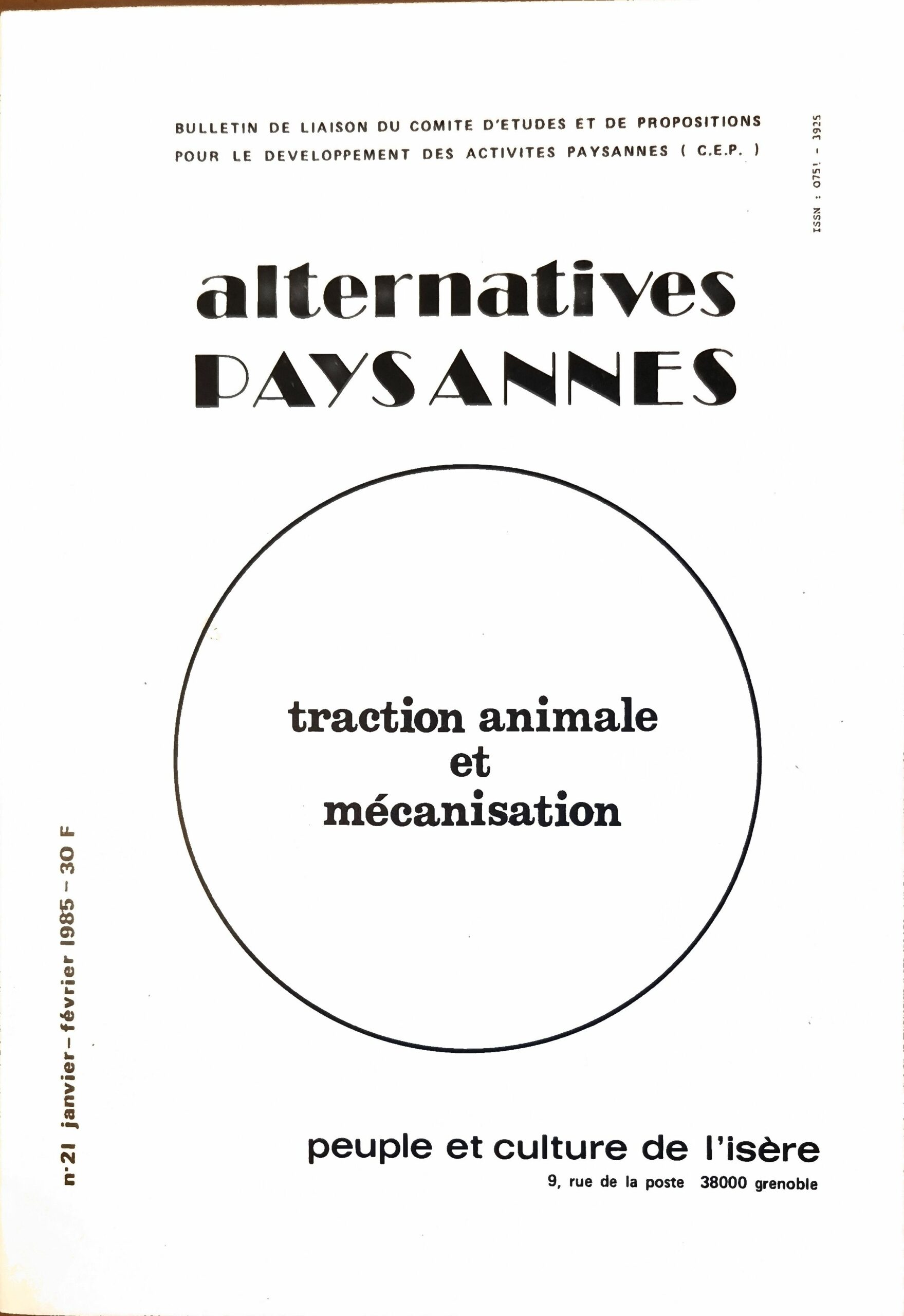 Alternatives Paysannes : traction animale et mécanisation
