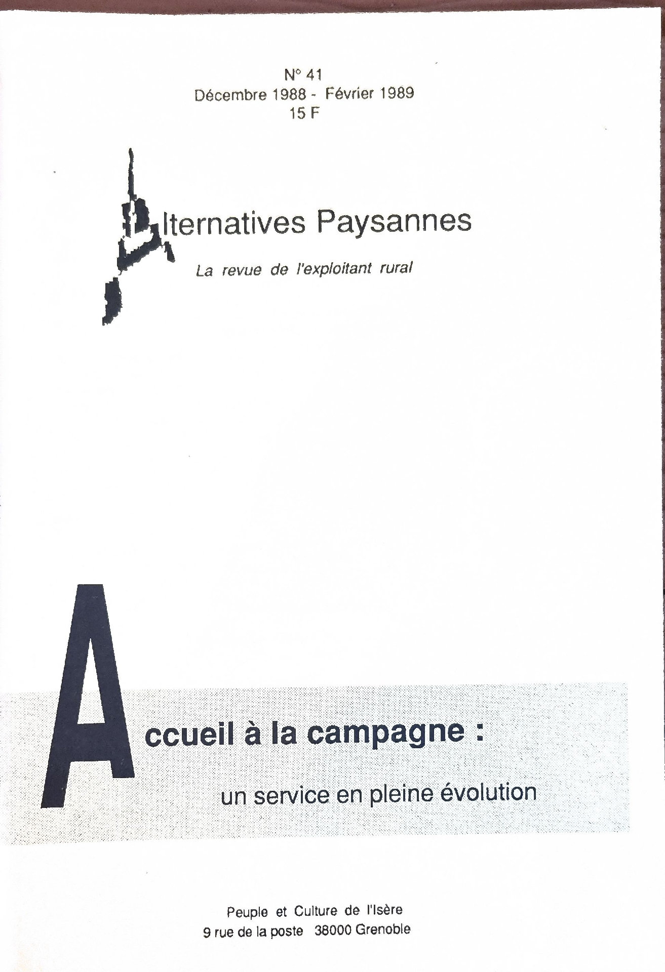 Alternatives Paysannes : Accueil à la campagne, un service en pleine évolution