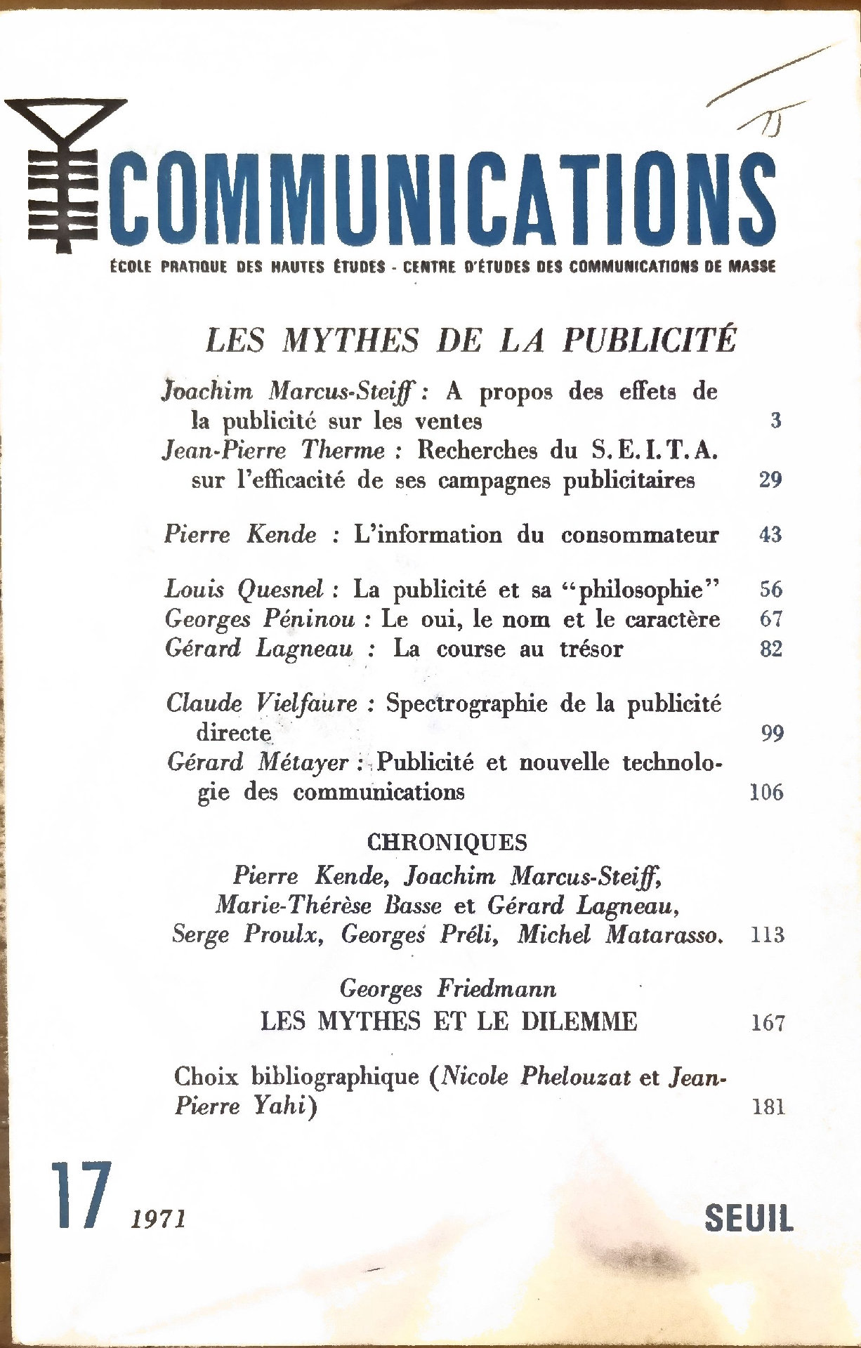 Communications – Les Mythes de la Publicité