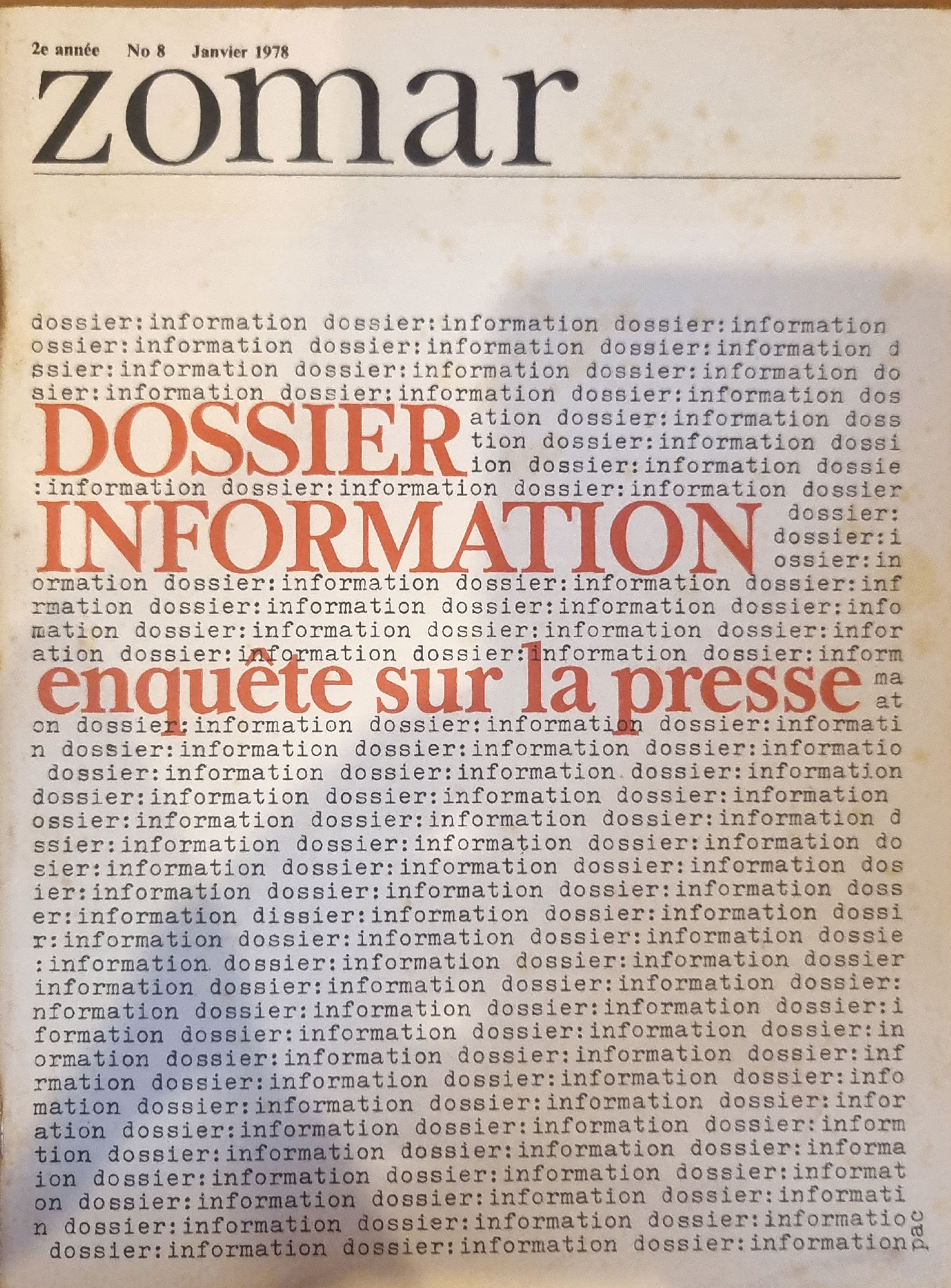 zomar – DOSSIER INFORMATION : enquête sur la presse