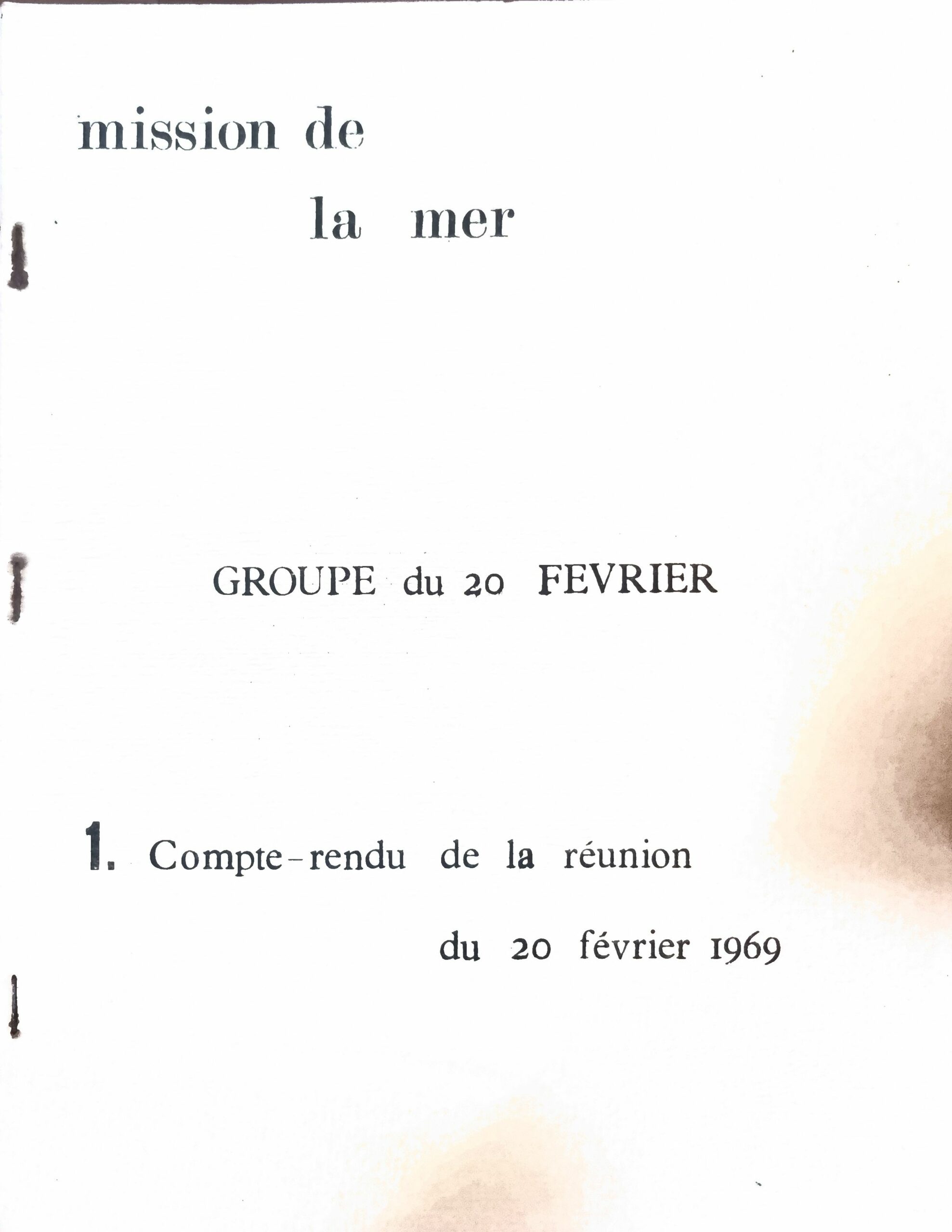 Compte-rendu de la réunion du 20 février 1969