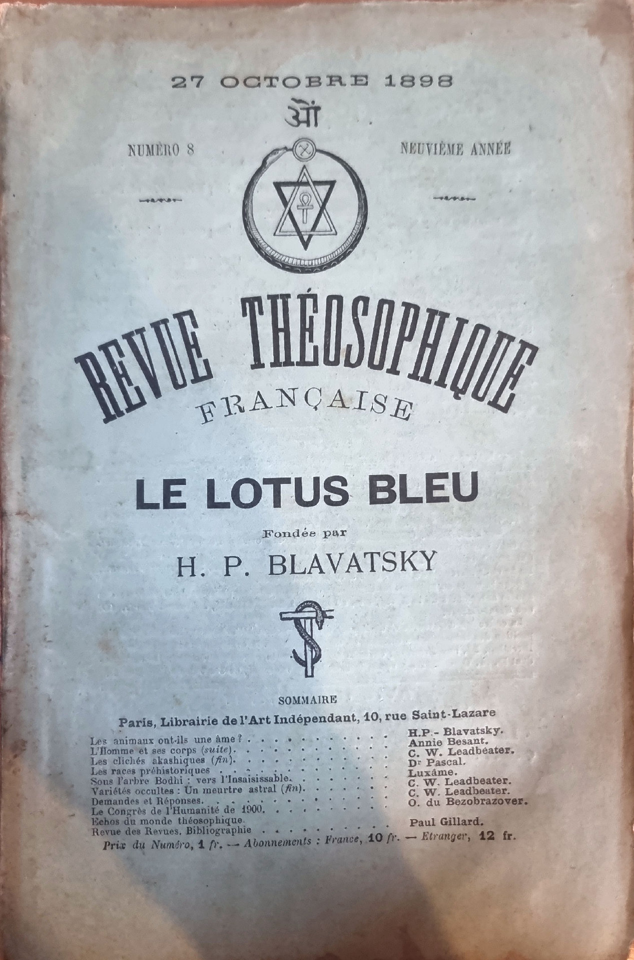 Revue Théosophique Française Le Lotus Bleu