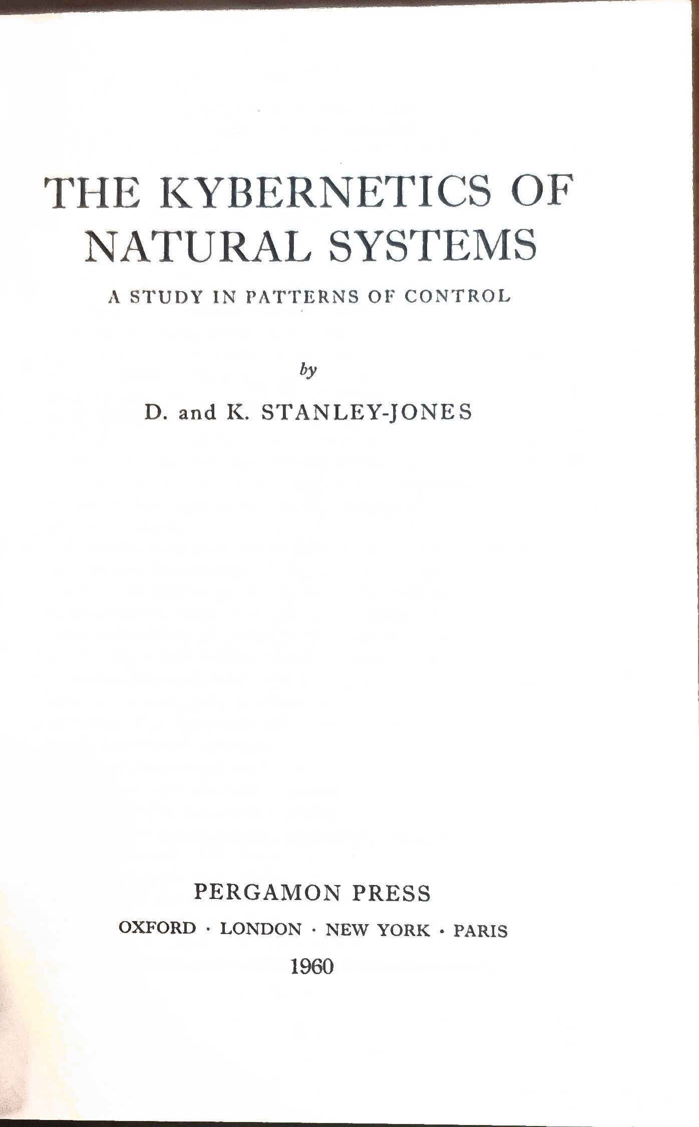 THE KYBERNETICS OF NATURAL SYSTEMS