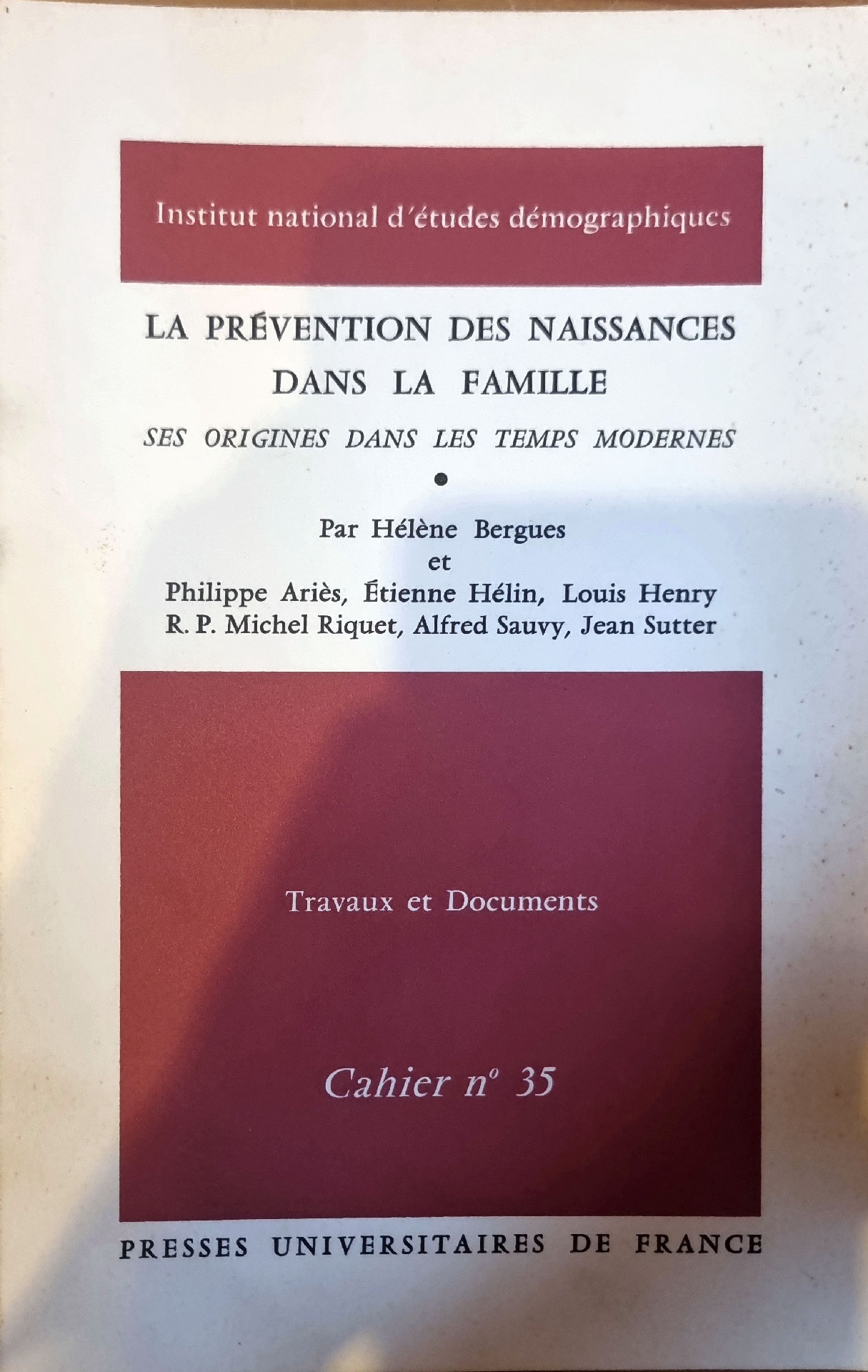 LA PRÉVENTION DES NAISSANCES DANS LA FAMILLE SES ORIGINES DANS LES TEMPS MODERNES