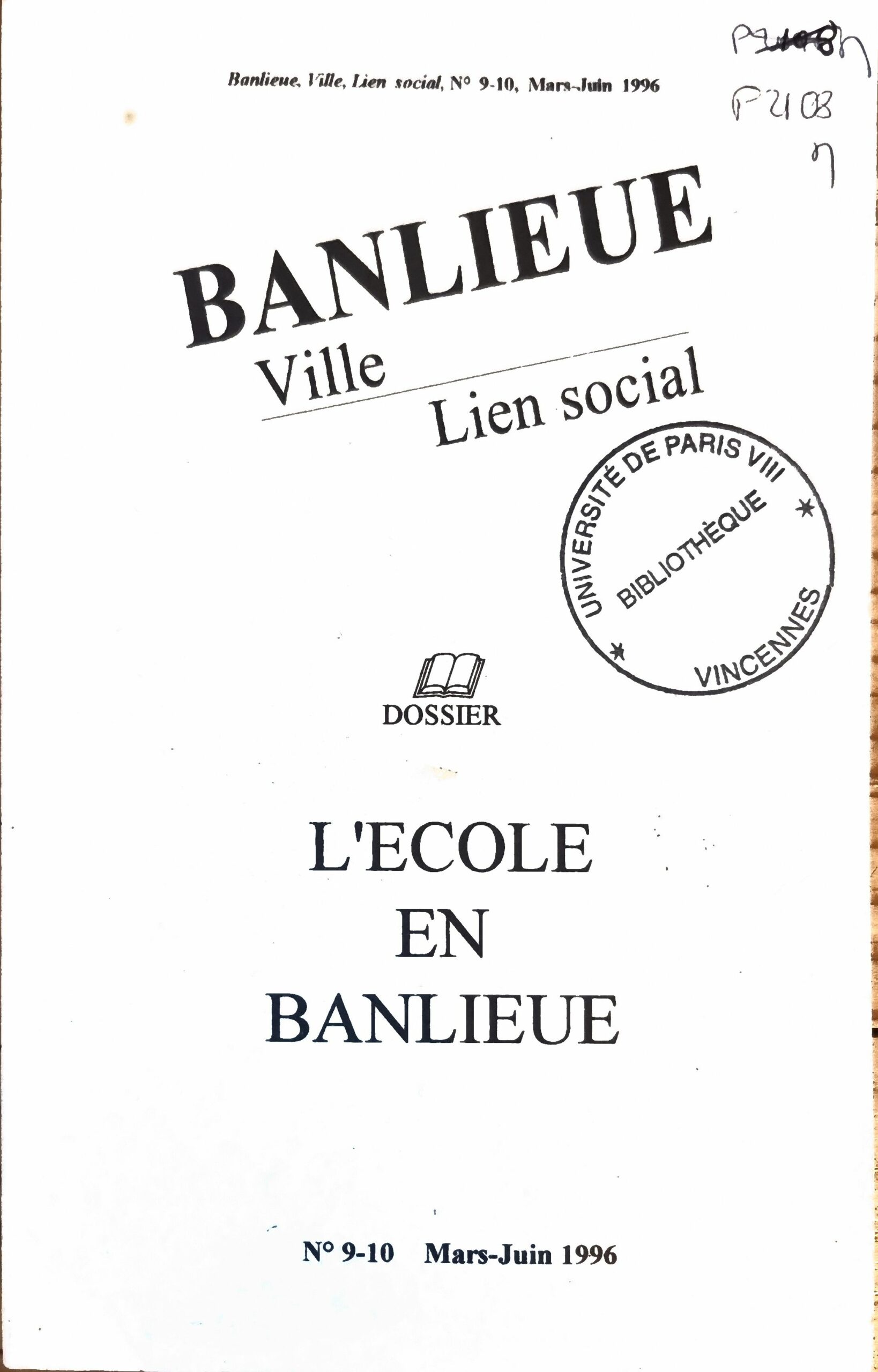 L&rsquo;ECOLE EN BANLIEUE