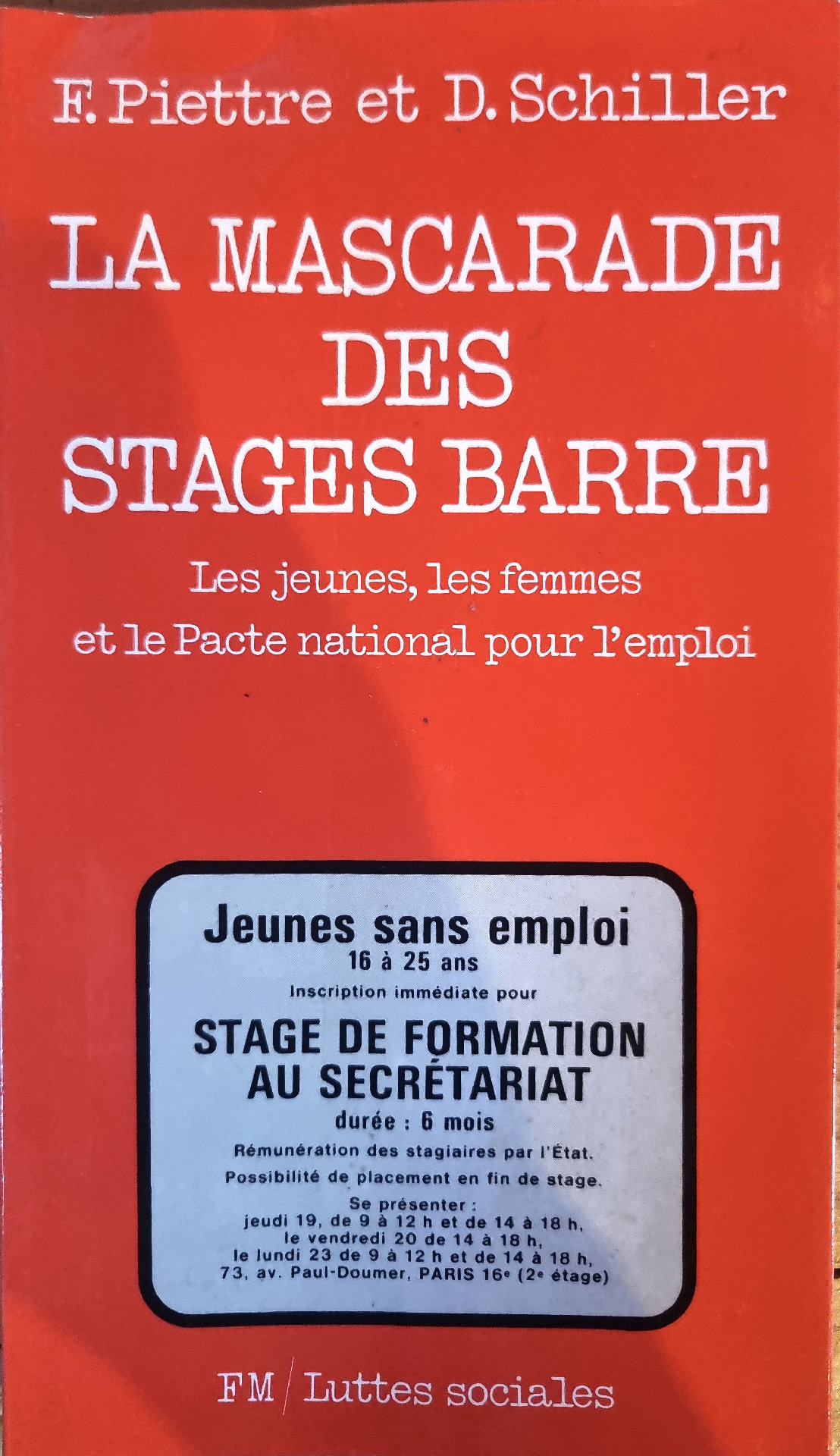 LA MASCARADE DES STAGES BARRE – Les jeunes, les femmes et le Pacte national pour l’emploi