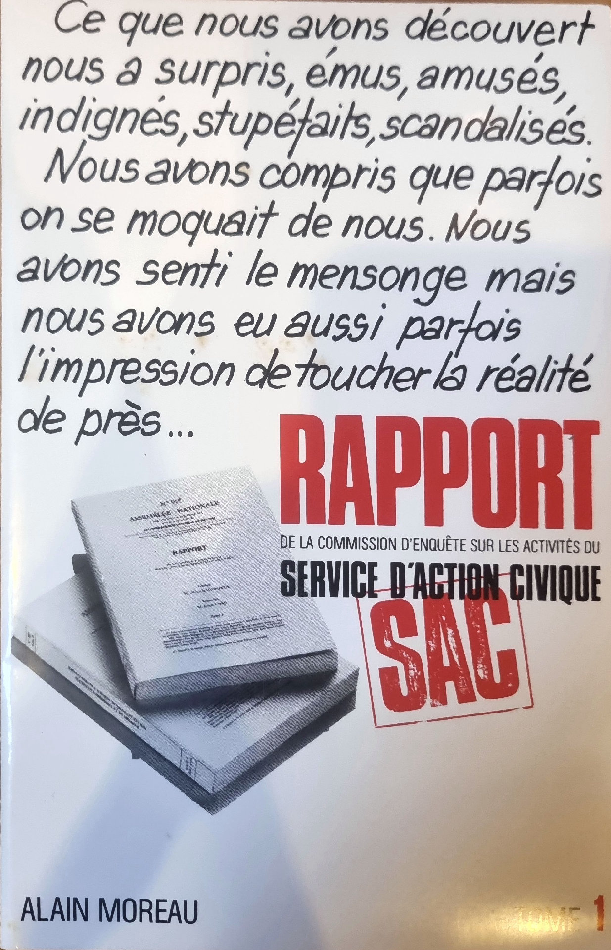 RAPPORT DE LA COMMISSION D&rsquo;ENQUÊTE SUR LES ACTIVITÉS DU SERVICE D&rsquo;ACTION CIVIQUE SAC