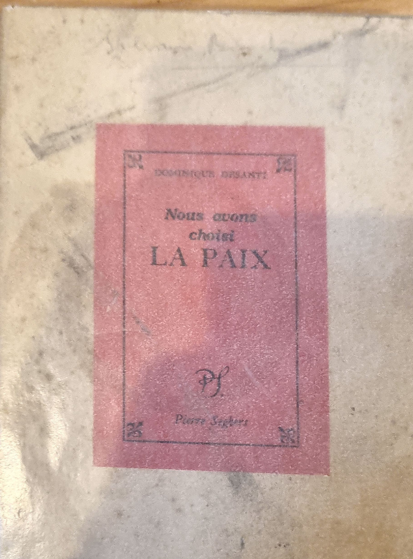 Nous avons choisi LA PAIX