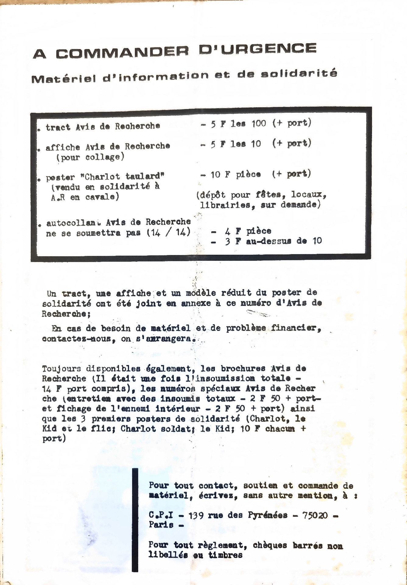 Avis de Recherche en cavale