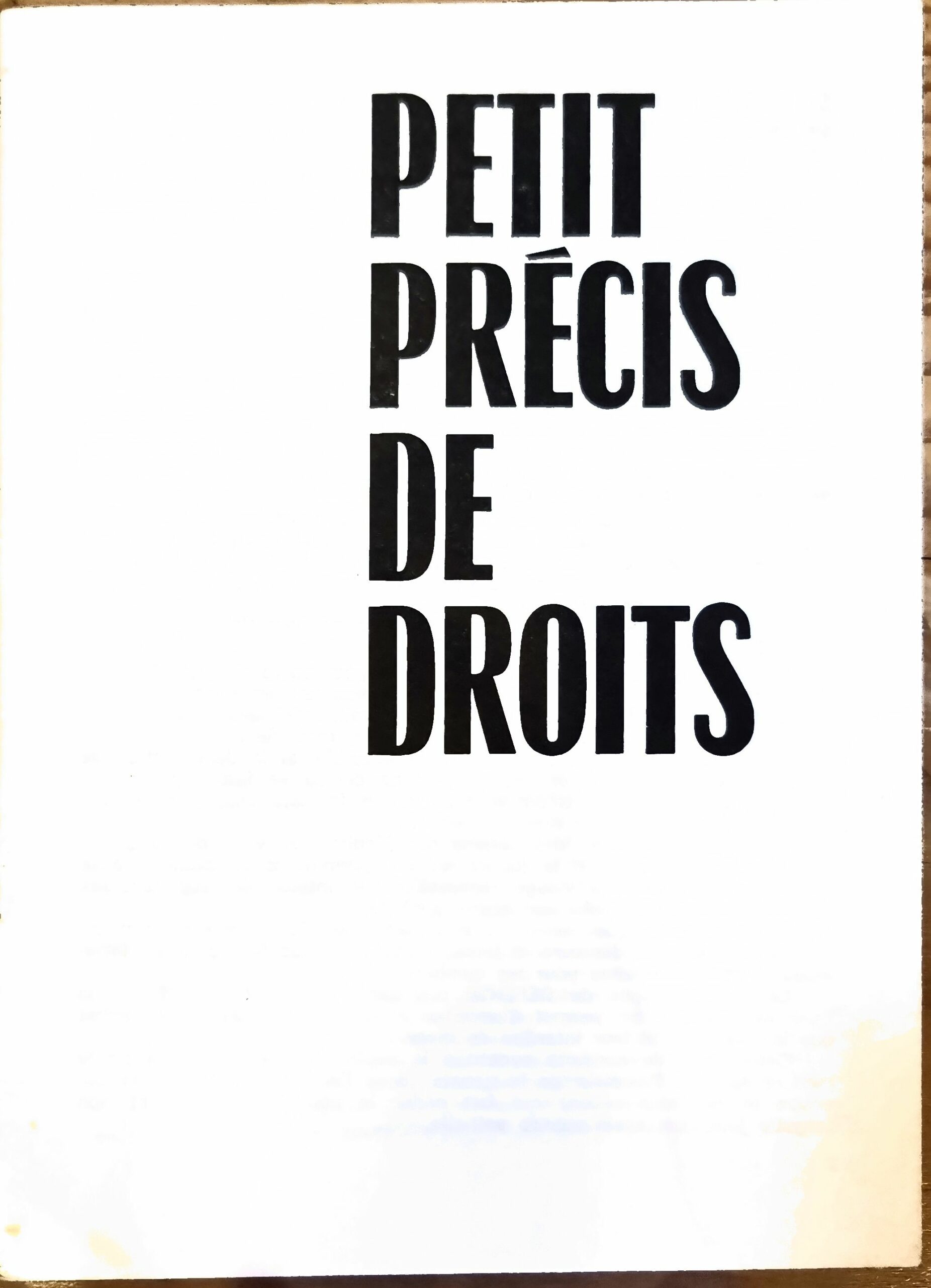 PETIT PRÉCIS DE DROITS