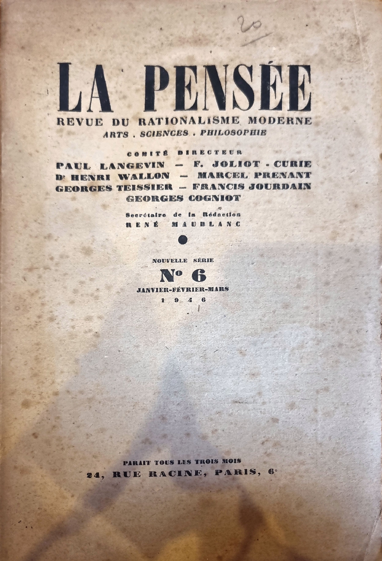 La Pensée : Revue du rationalisme moderne (Nouvelle Série N°6)