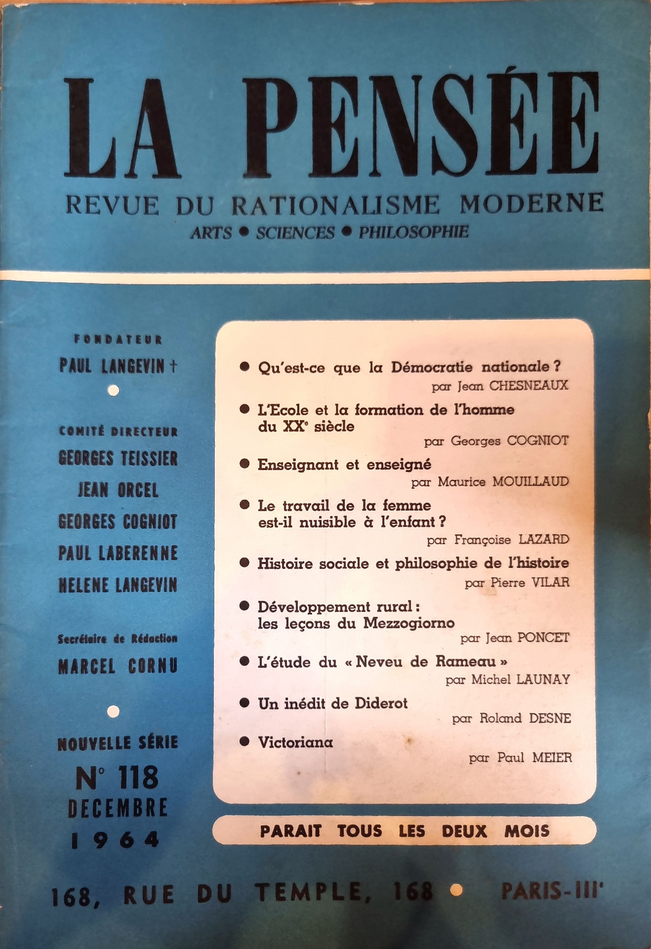 LA PENSEE, REVUE DU RATIONALISME MODERNE