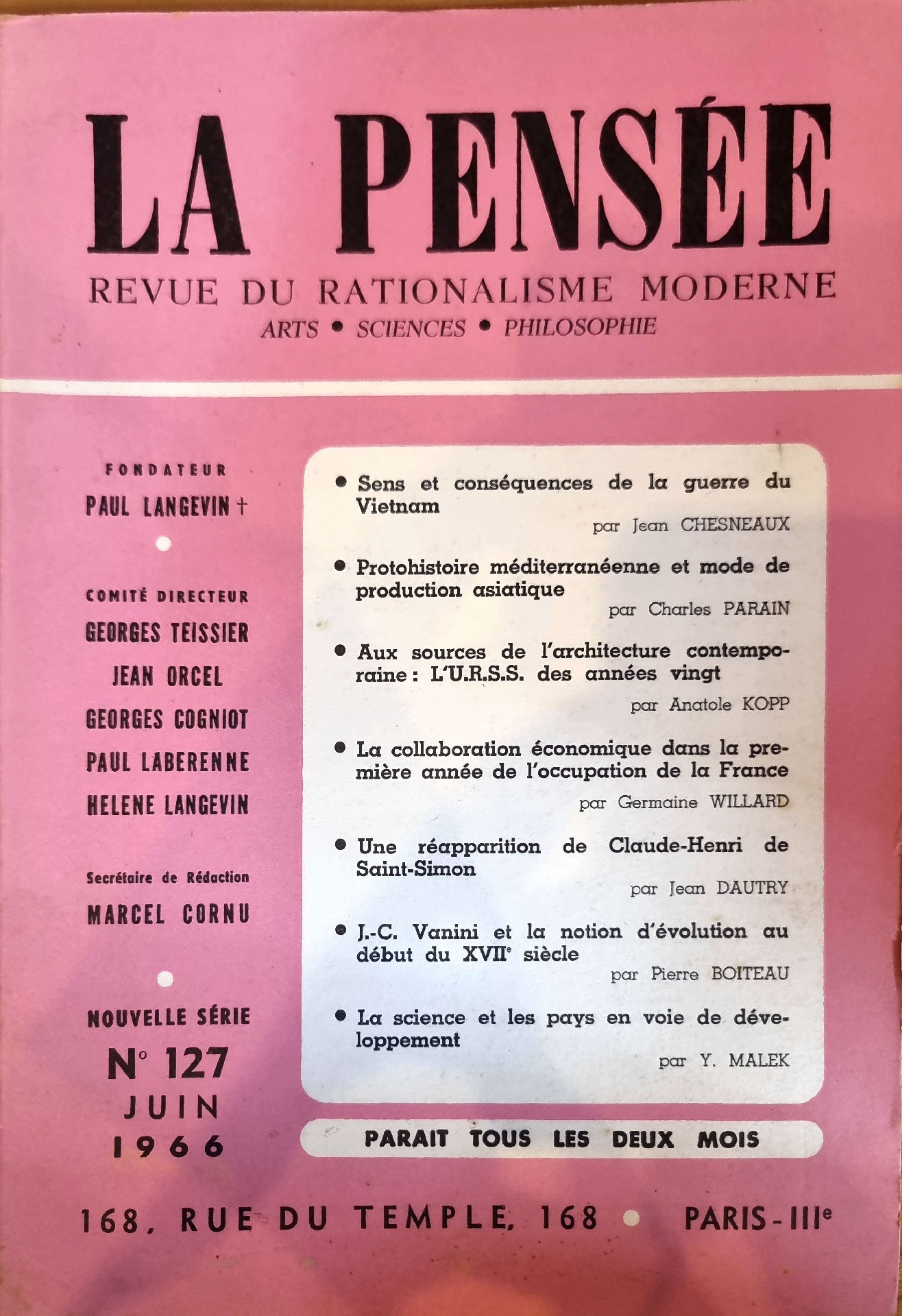 La Pensée : Revue du Rationalisme Moderne, N° 127 (Juin 1966)