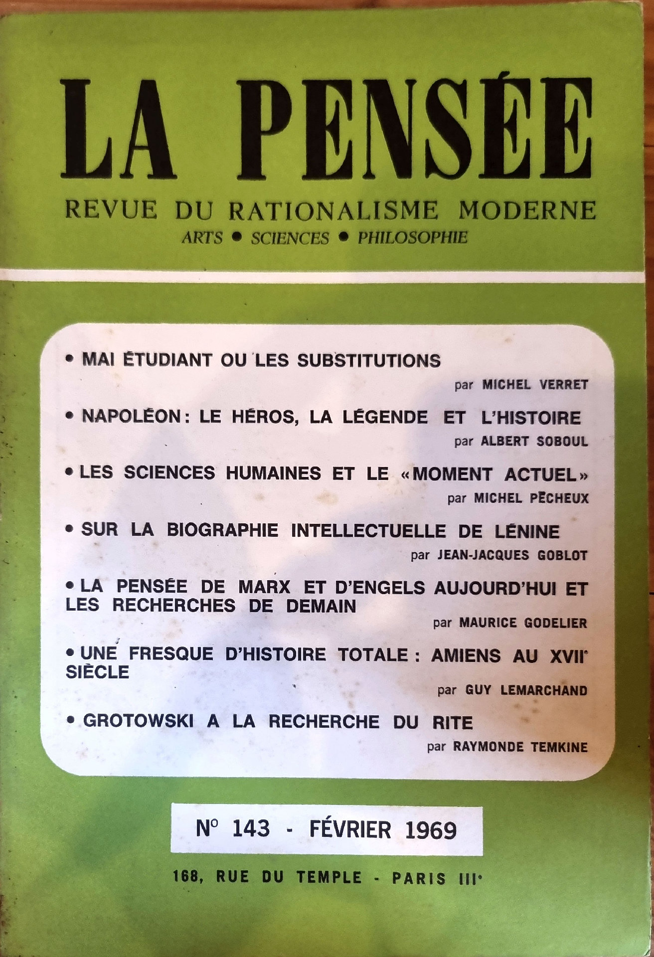 La Pensée – Revue du Rationalisme Moderne – N° 143
