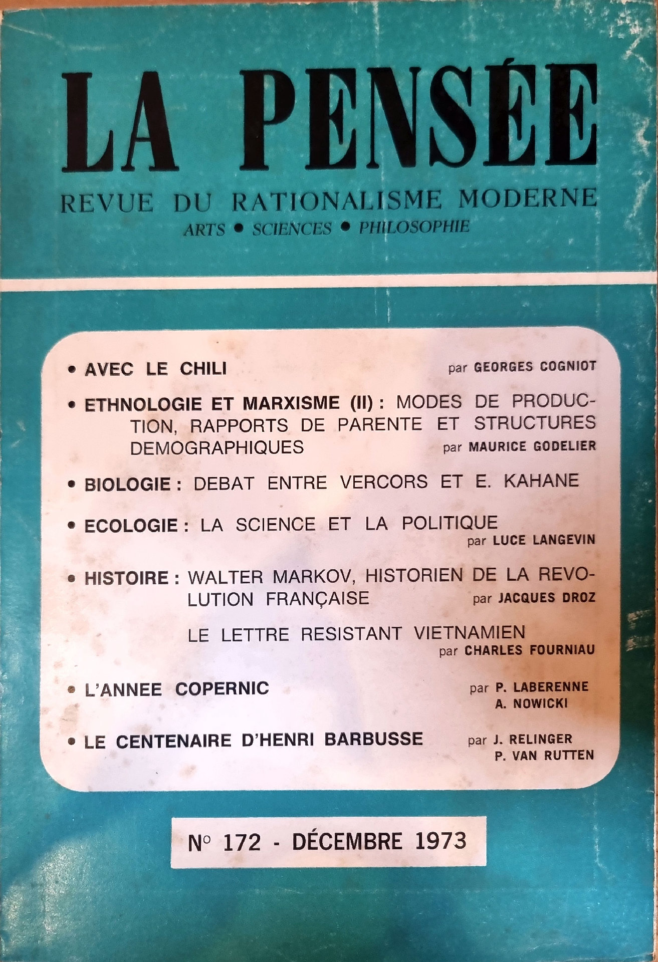 La Pensée, N° 172