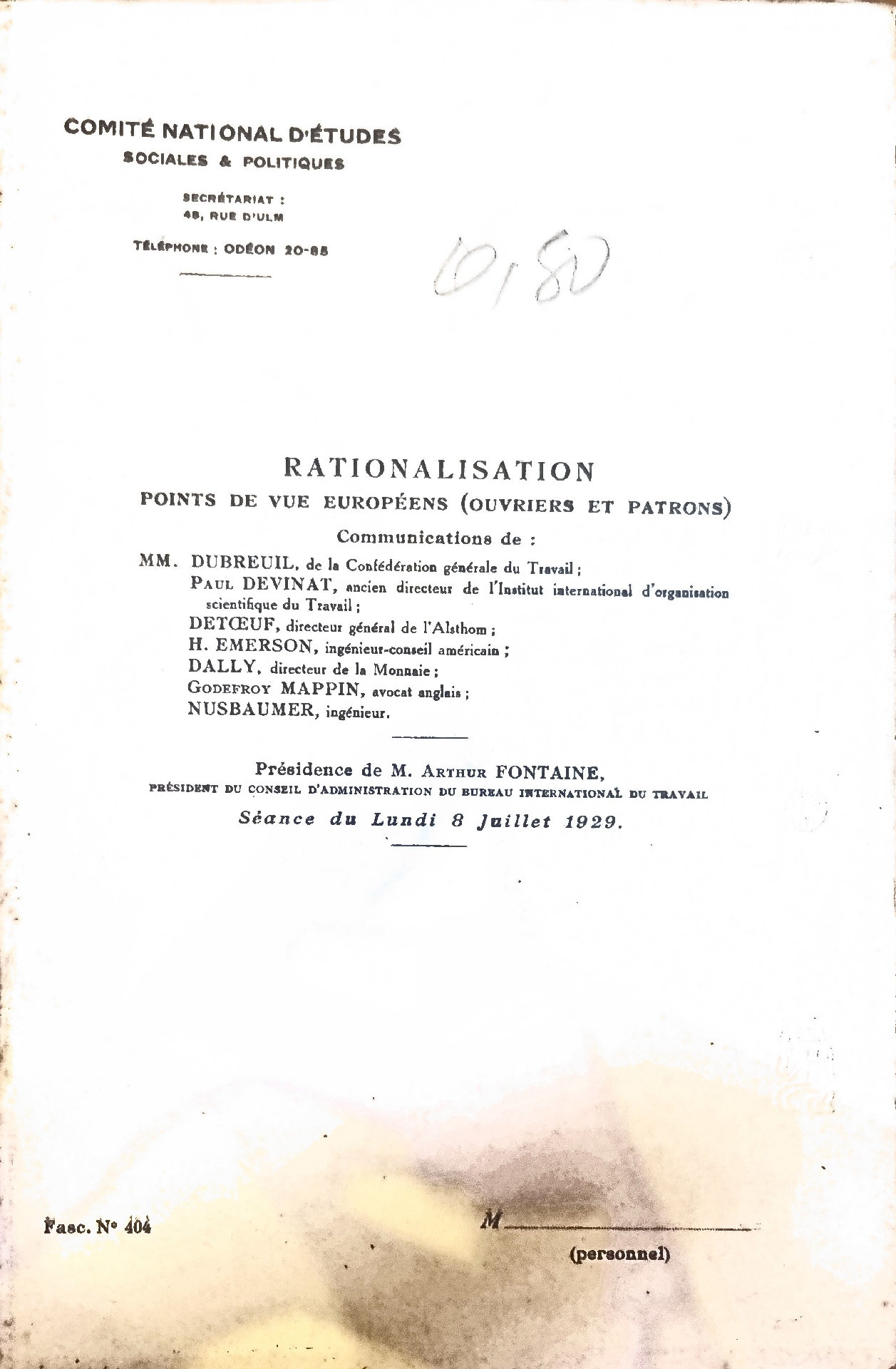 Rationalisation : Points de vue européens (ouvriers et patrons)