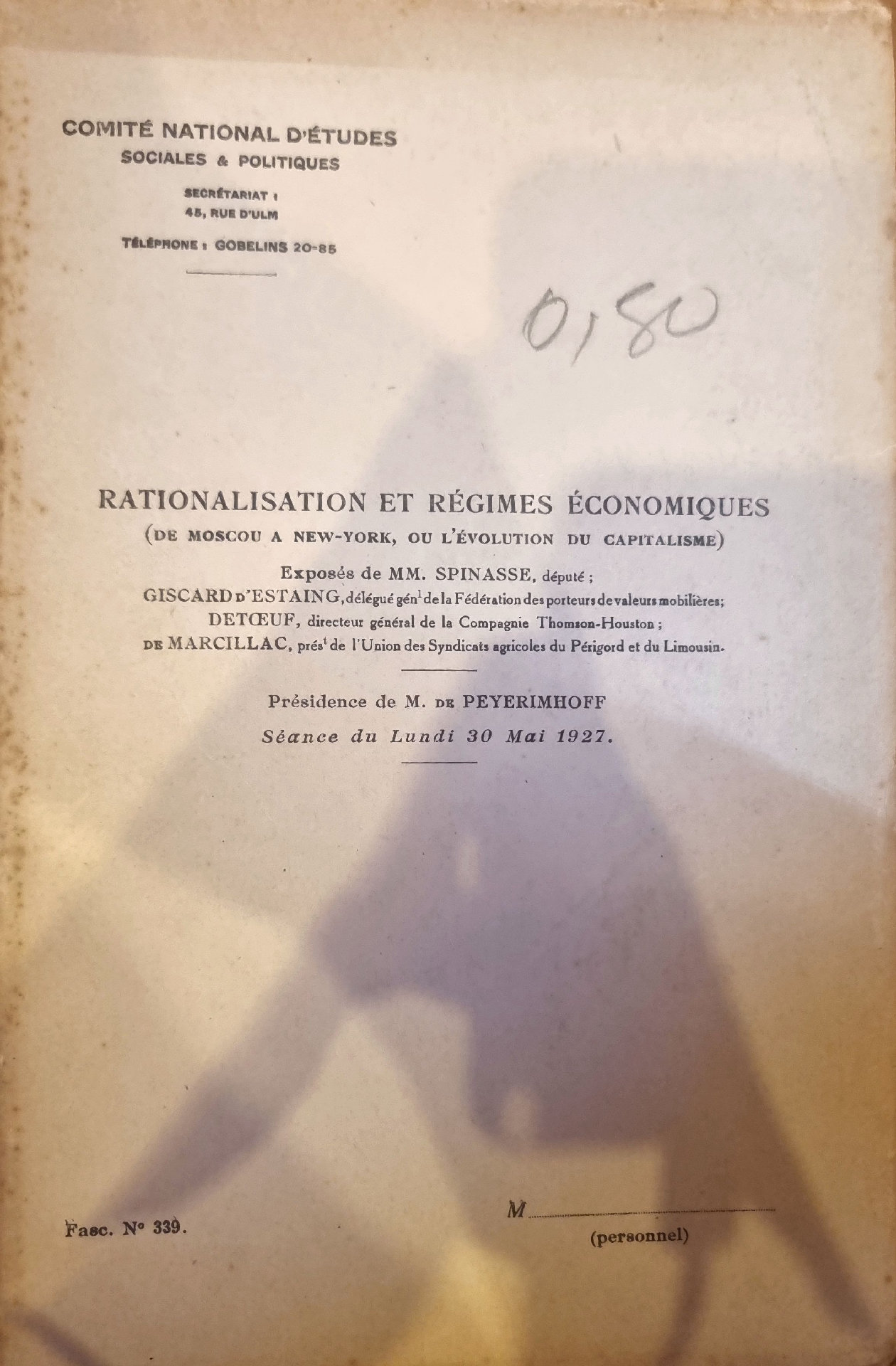 Rationalisation et régimes économiques (De Moscou à New-York, ou l&rsquo;évolution du capitalisme)