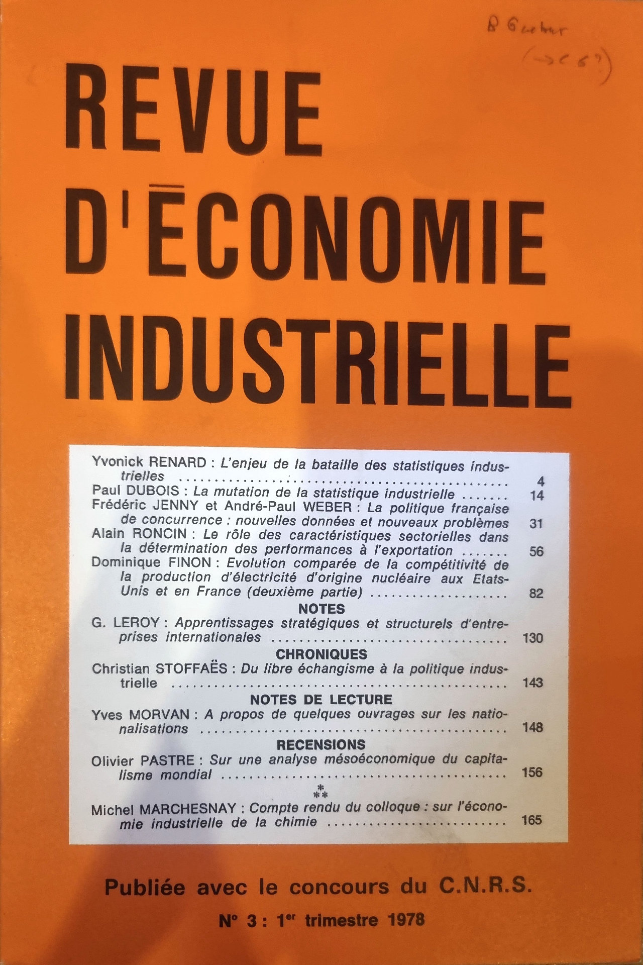 REVUE D&rsquo;ÉCONOMIE INDUSTRIELLE
